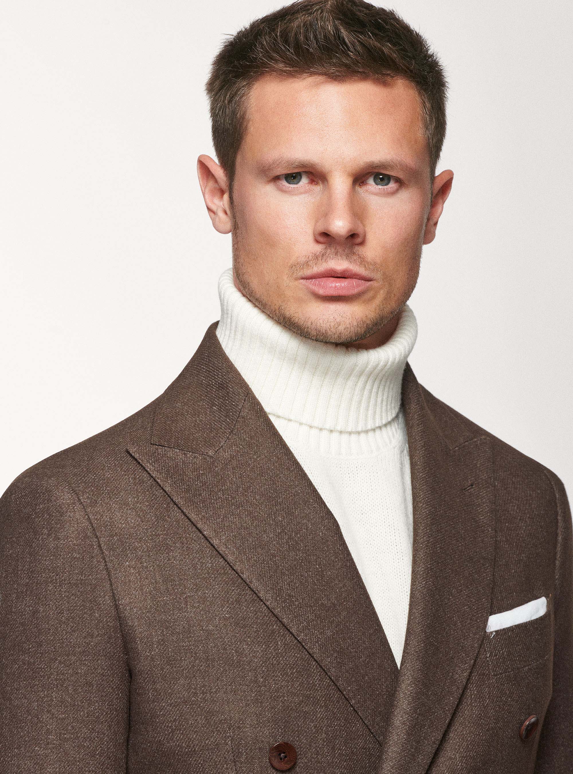 Duemilagori wool-blend double-breasted blazer, BROWN