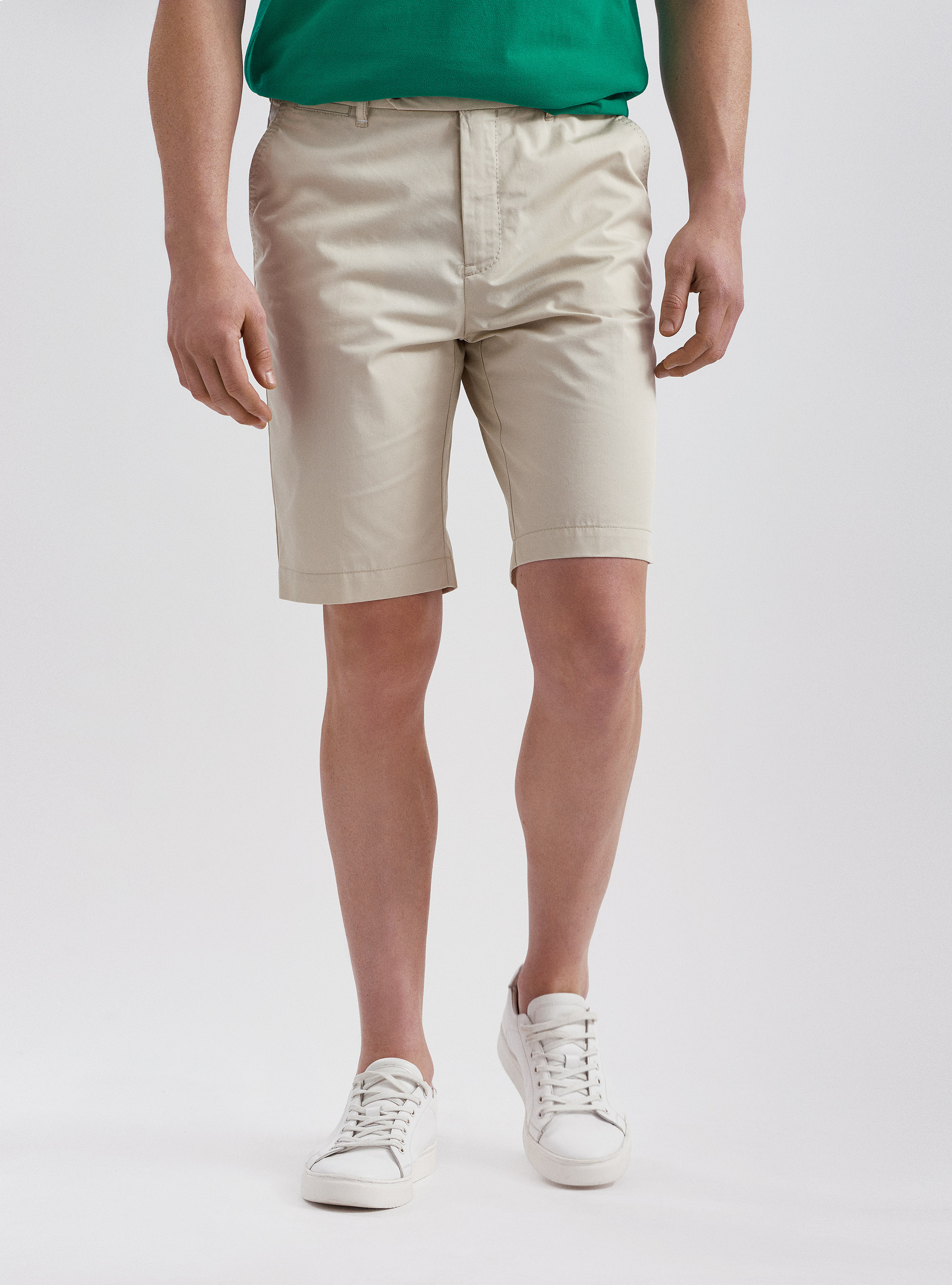 Bermuda in twill di cotone leggero, ECRU