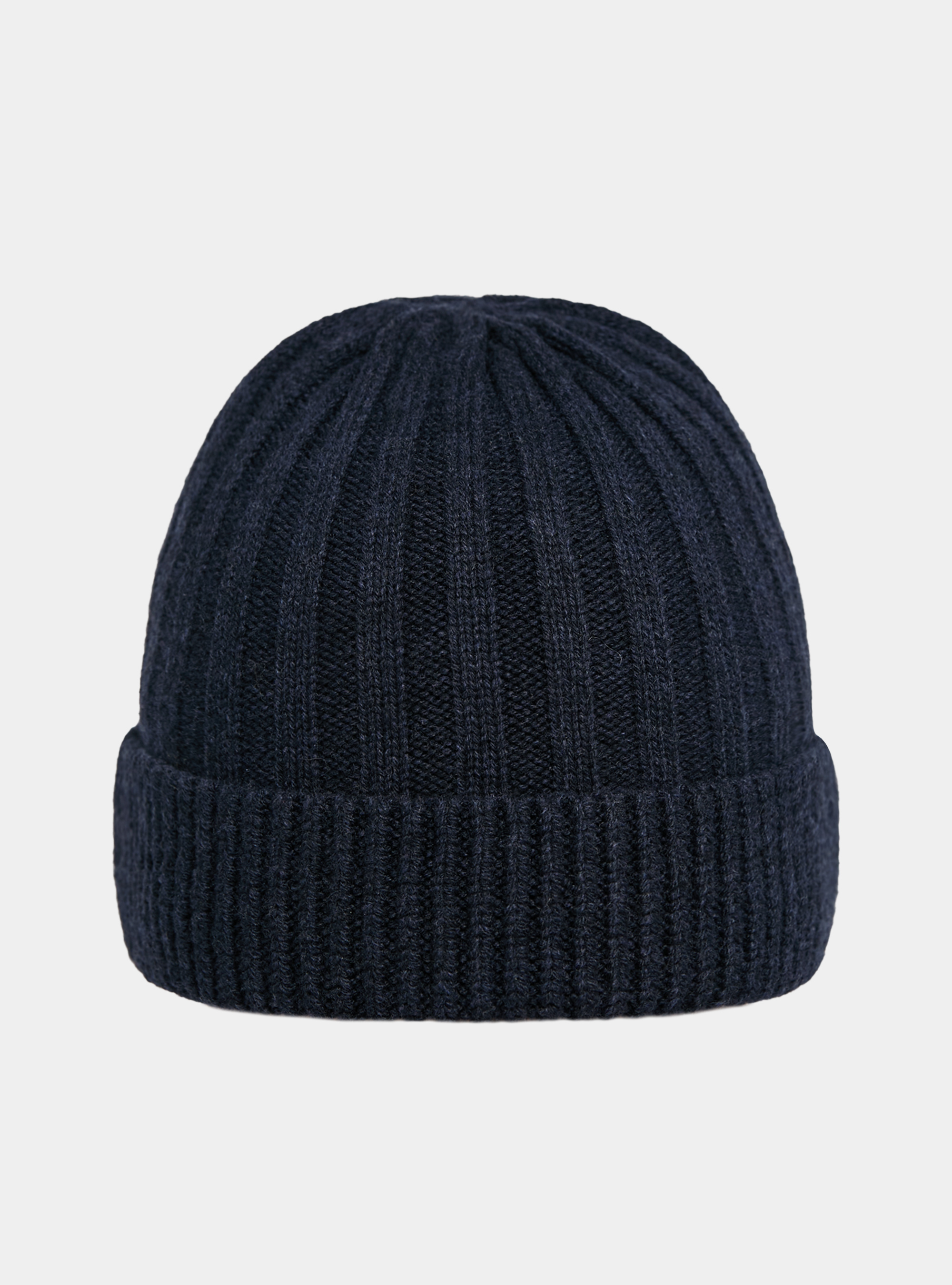 English rib cashmere blend beanie, NAVY BLUE