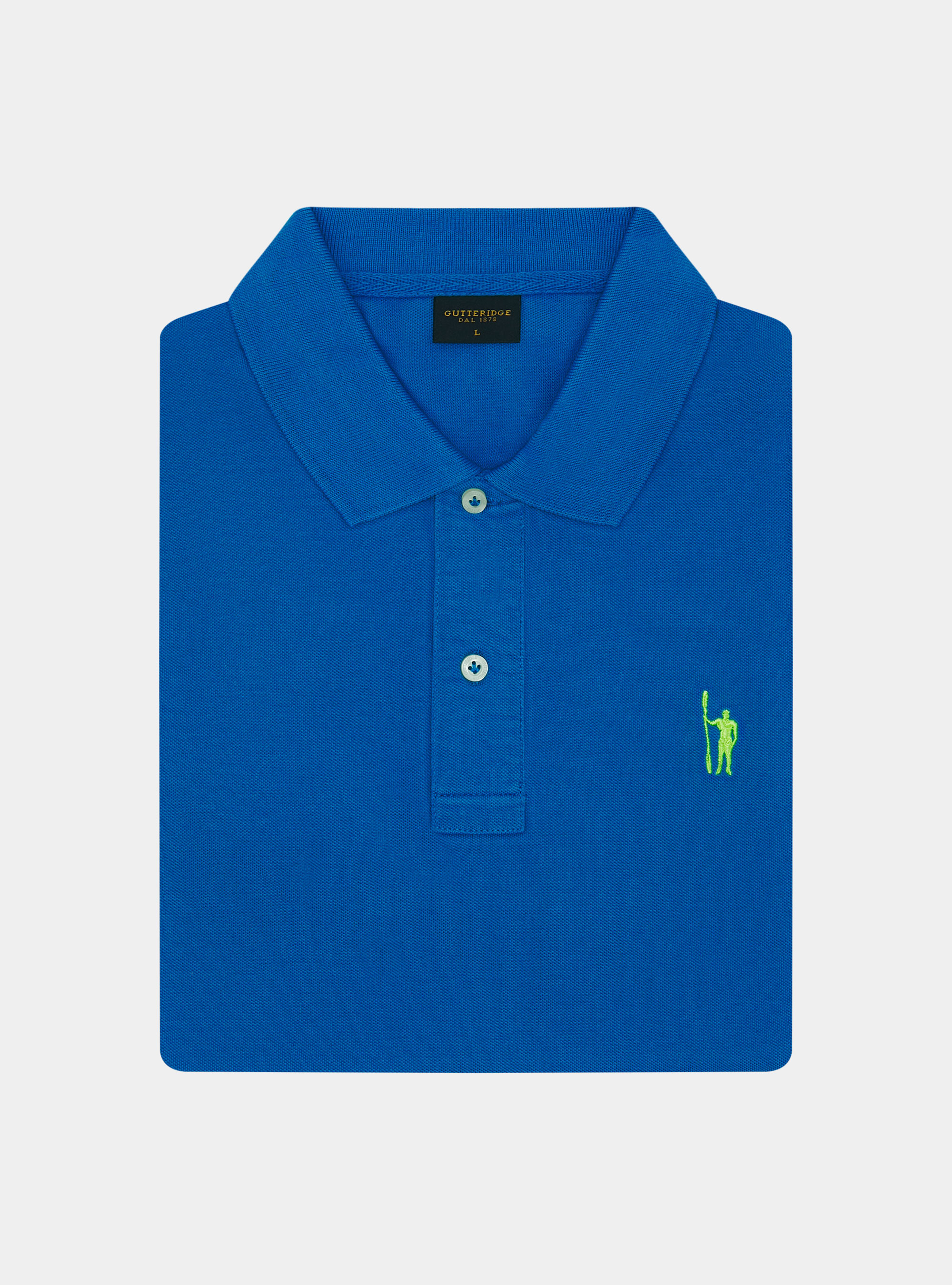 Polo in piquet con ricamo, BLU ROYAL