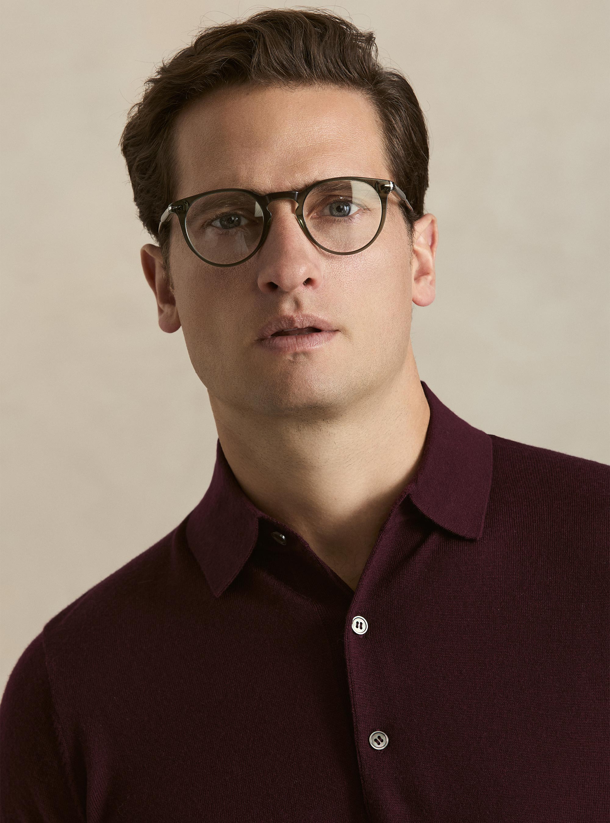 Extrafine merino wool knit polo shirt, BORDEAUX