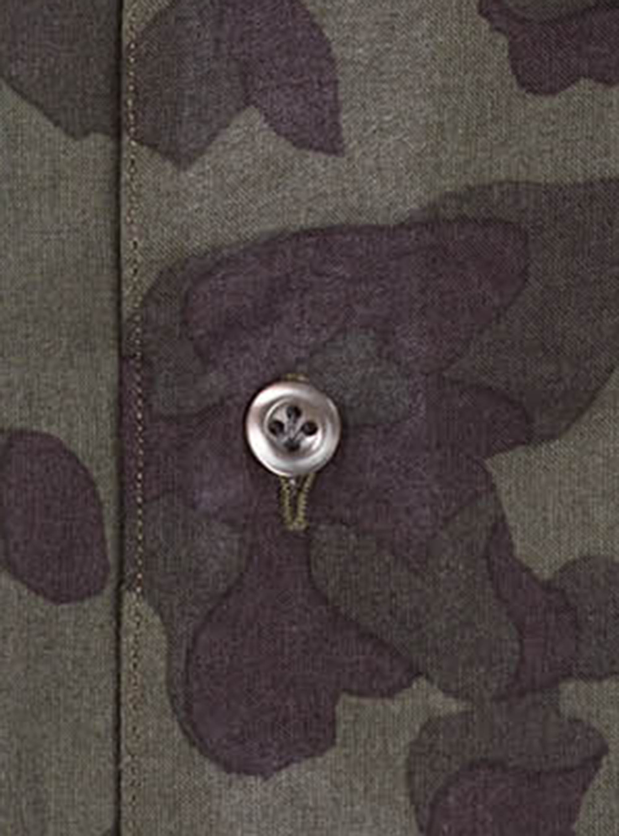 Camicia in cotone stampa camouflage, OLIVA