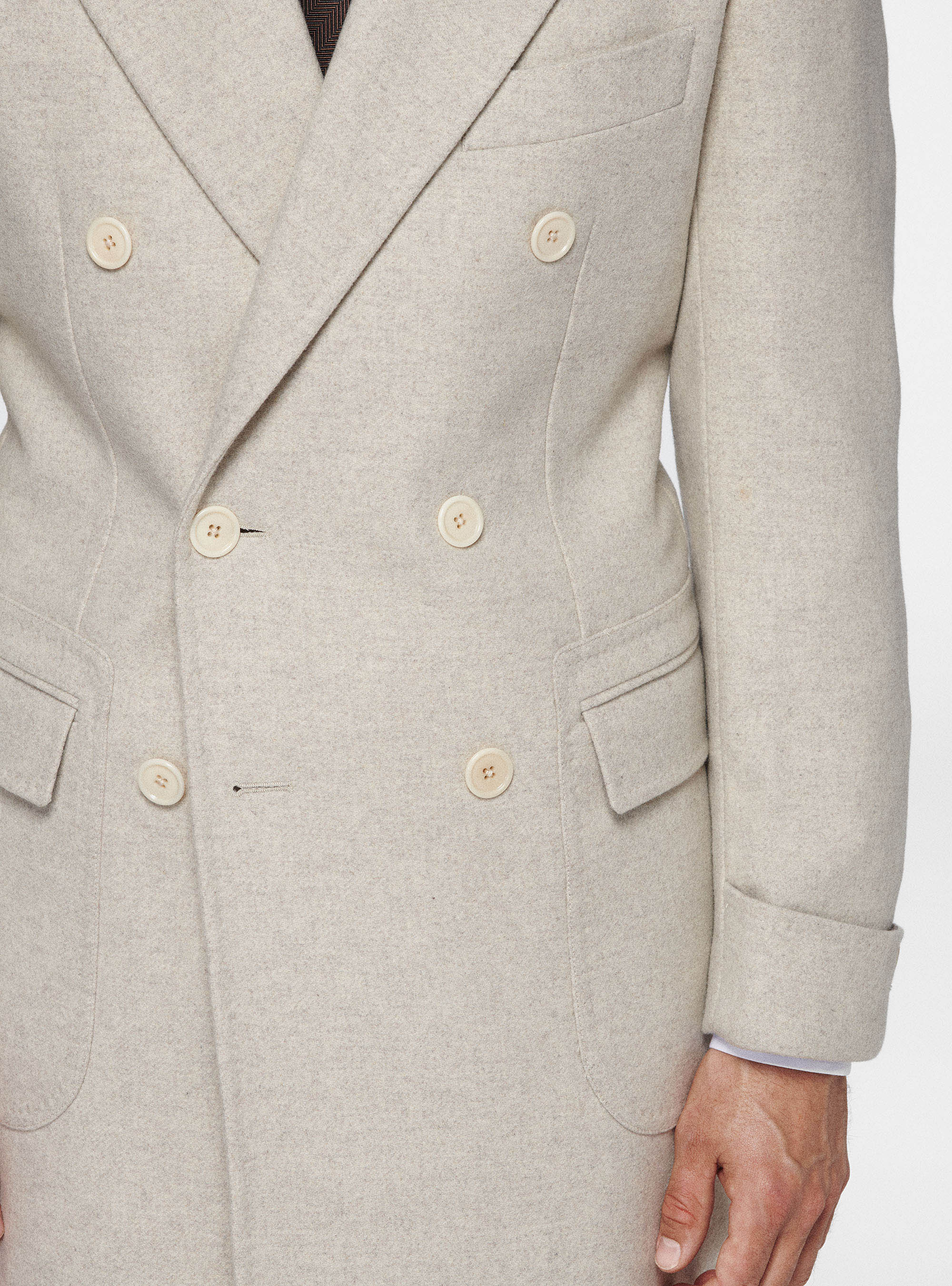 Cappotto doppiopetto in pura lana, ECRU