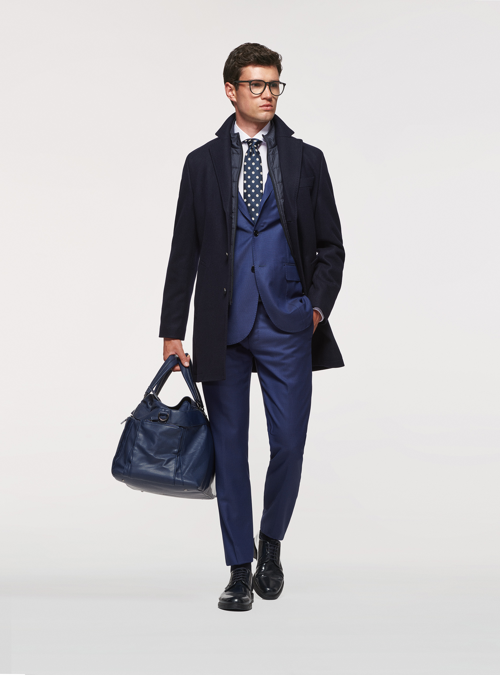 Cappotto in lana con pettorina imbottita 3M, BLU NAVY