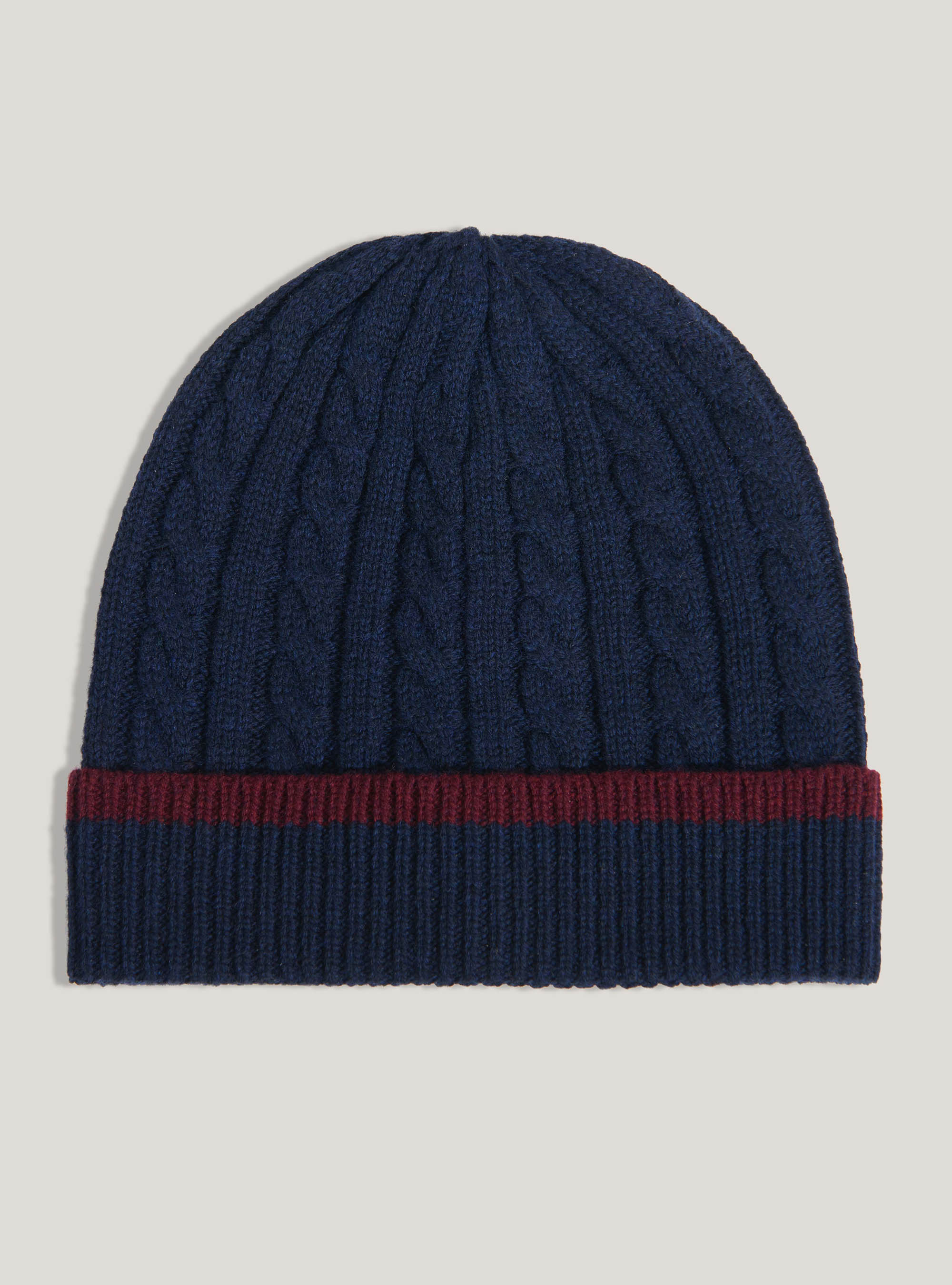 Berretto costa inglese in lana e cashmere, BLU NAVY