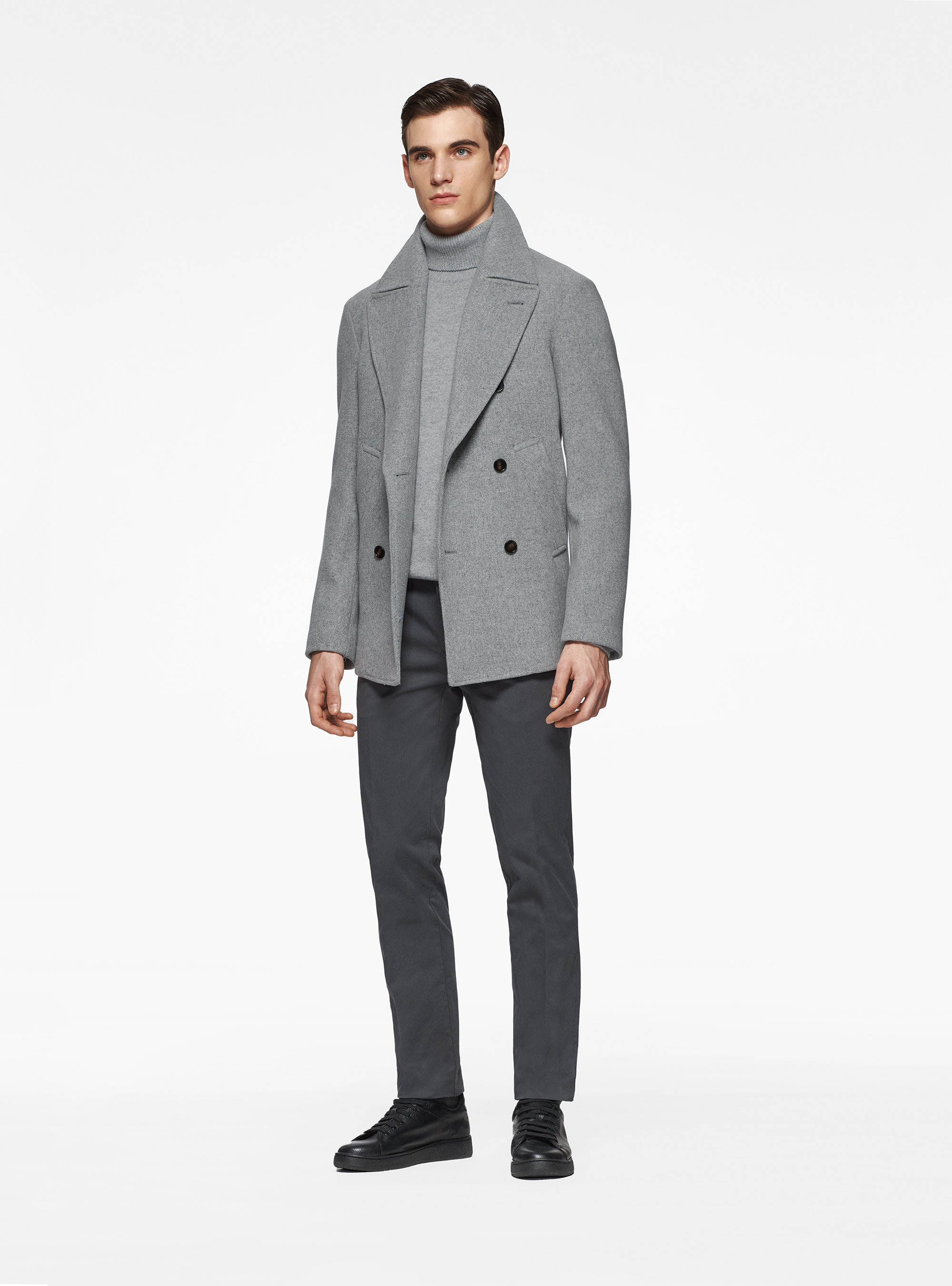 Chaquetón en mezcla de lana, GRIS MARENGO