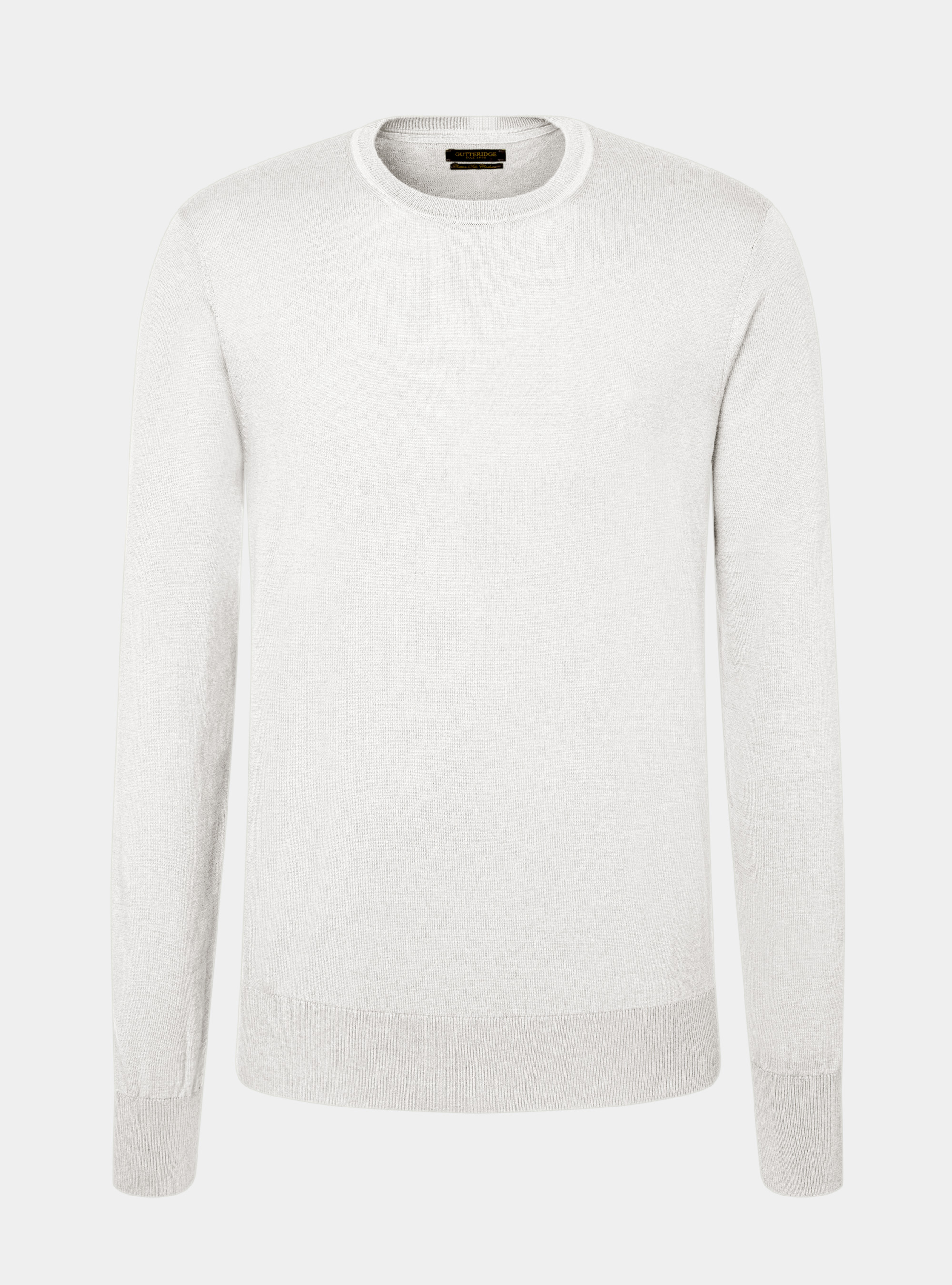 Maglia girocollo in seta e cotone, BIANCO