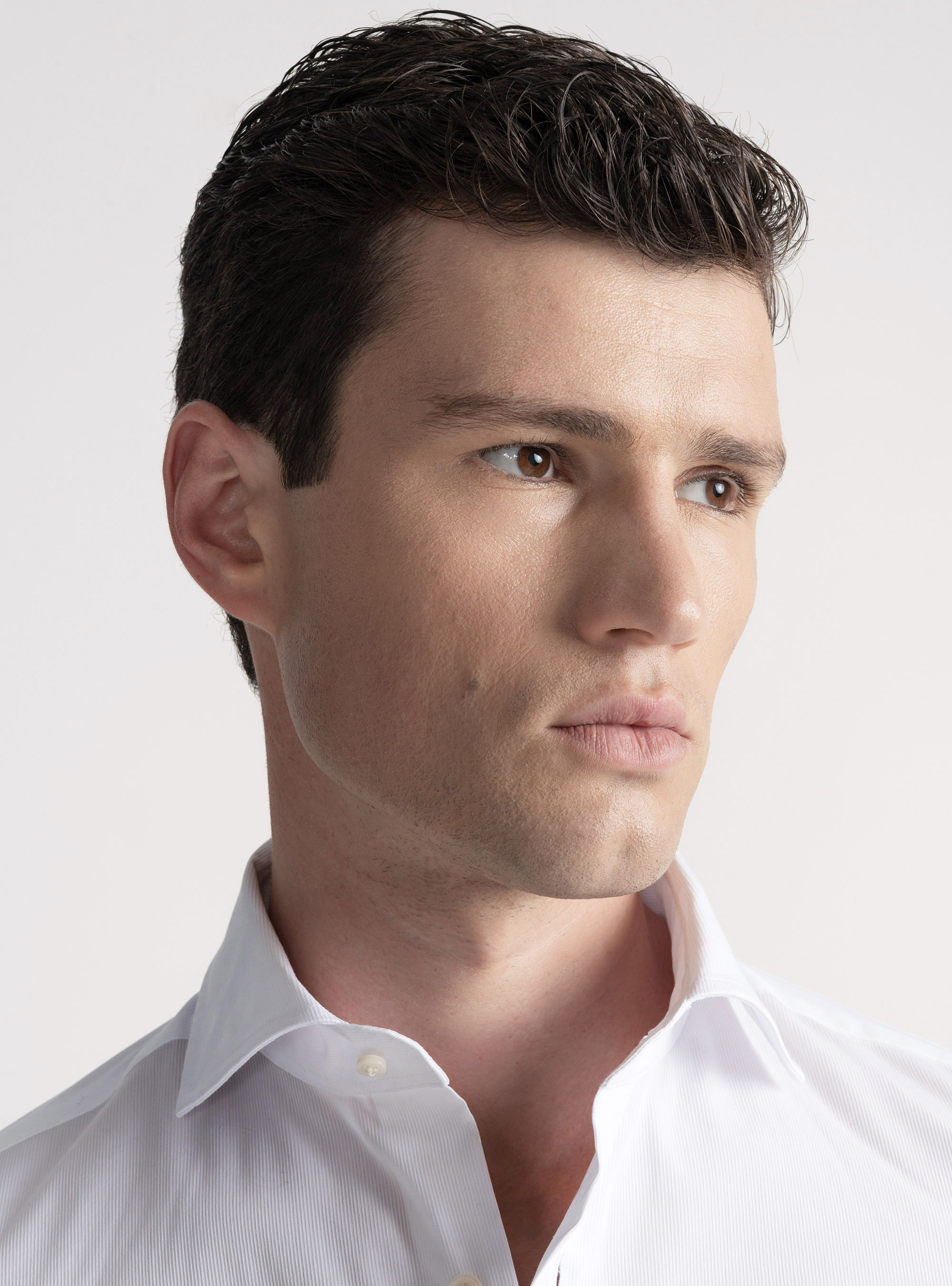 Cotton pique stretch shirt, WHITE