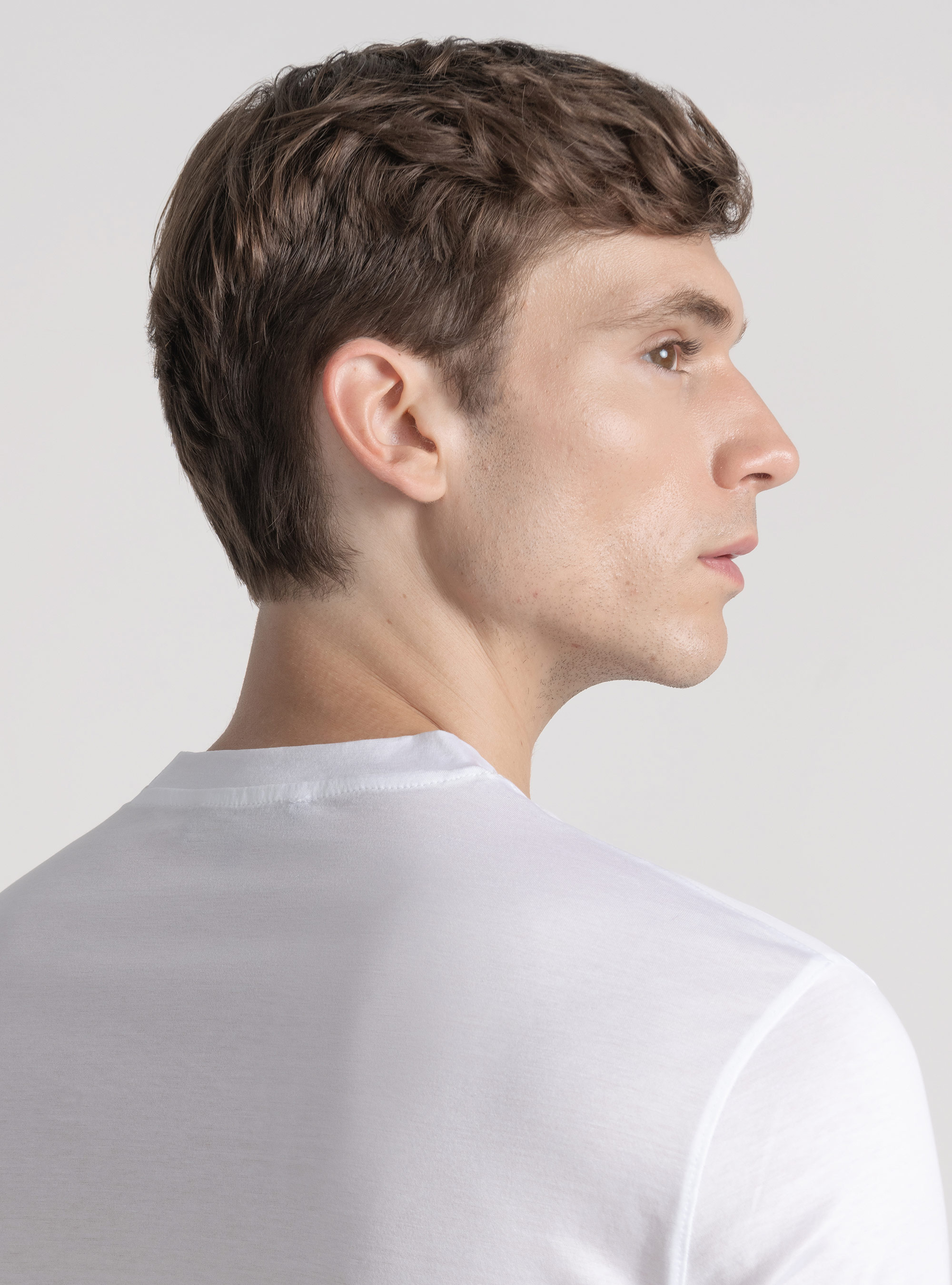 T-shirt manica corta in cotone filo di scozia, BIANCO