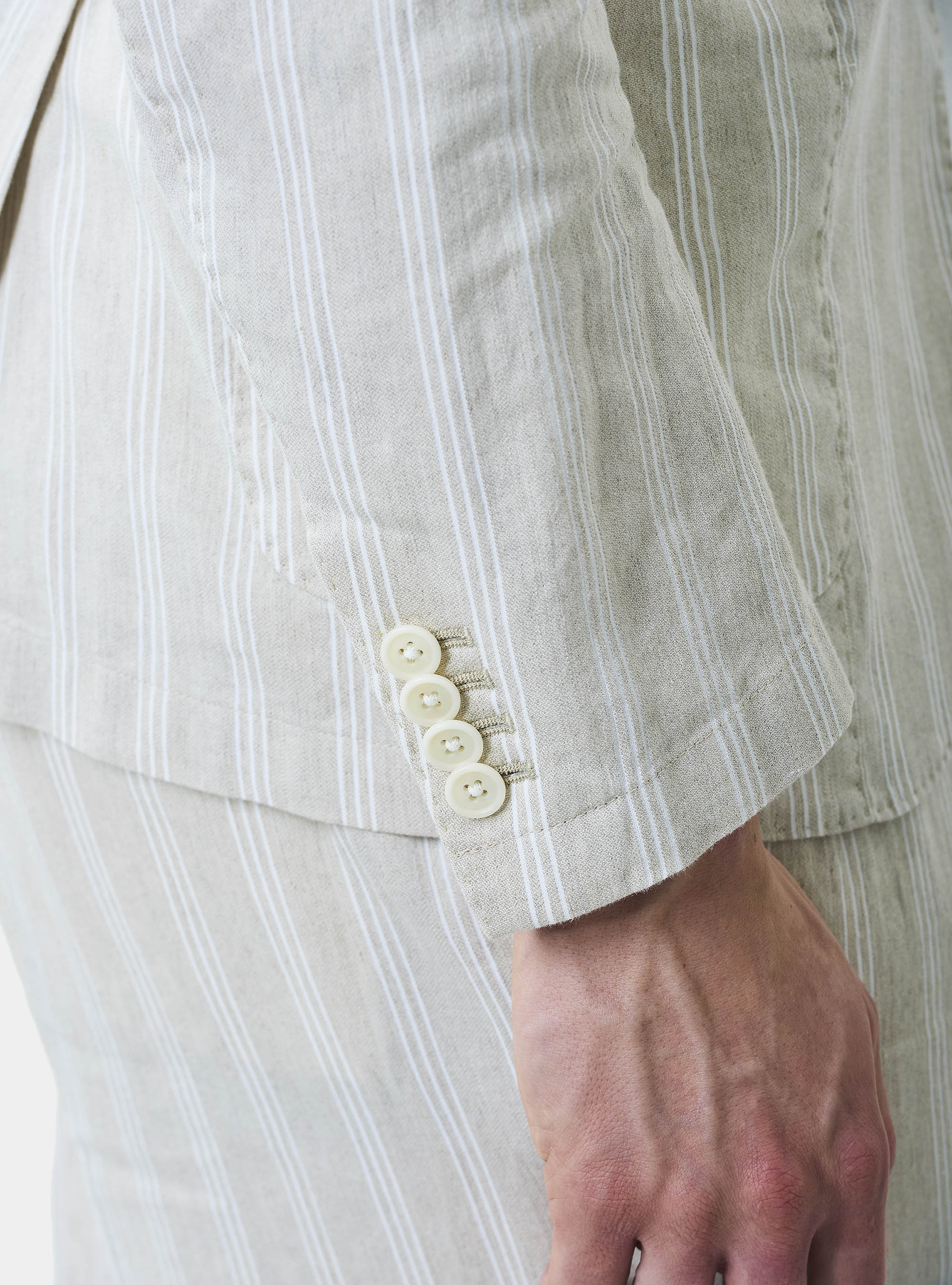 Giacca per abito in cotone e lino a righe, ECRU