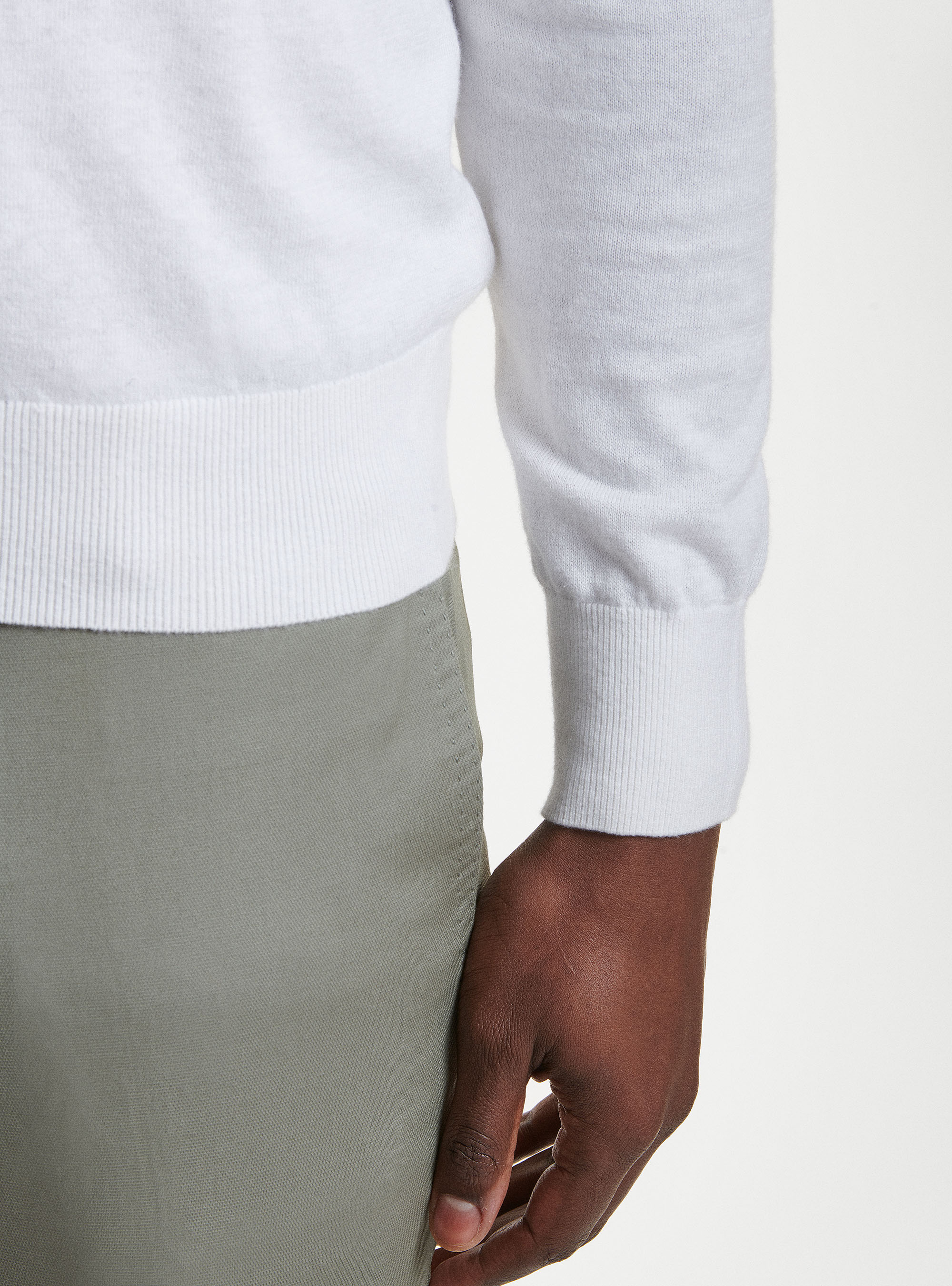 Maglia girocollo in cotone seta e cashmere, BIANCO