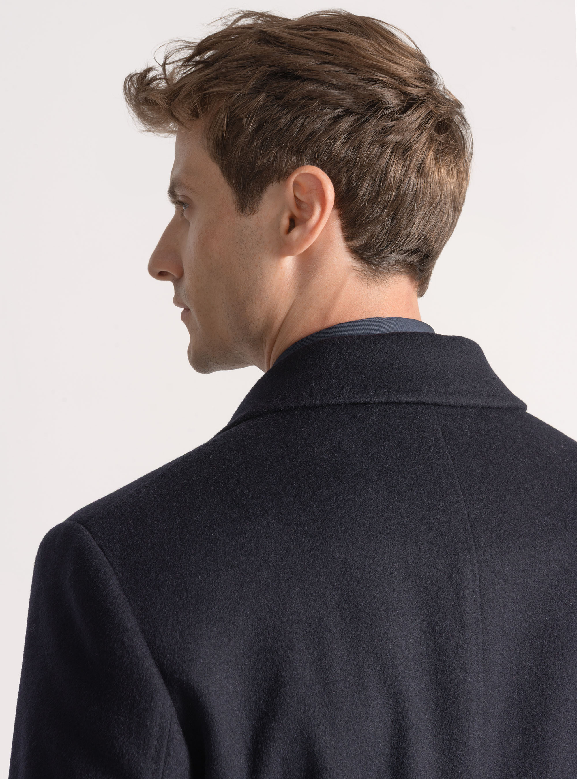 Cappotto doppiopetto in lana e cashmere, BLU NAVY