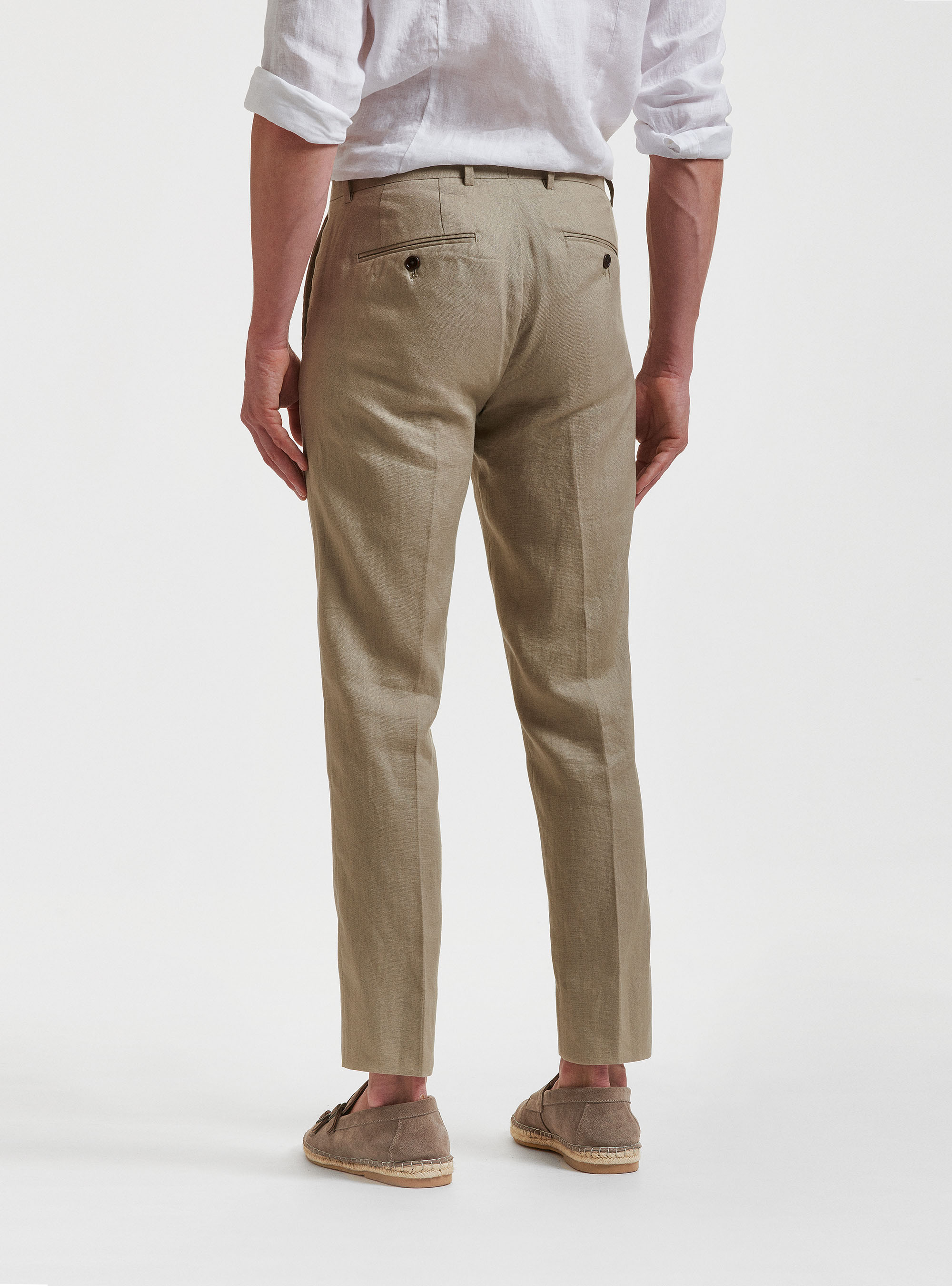 Pantaloni per abito in puro lino, FANGO