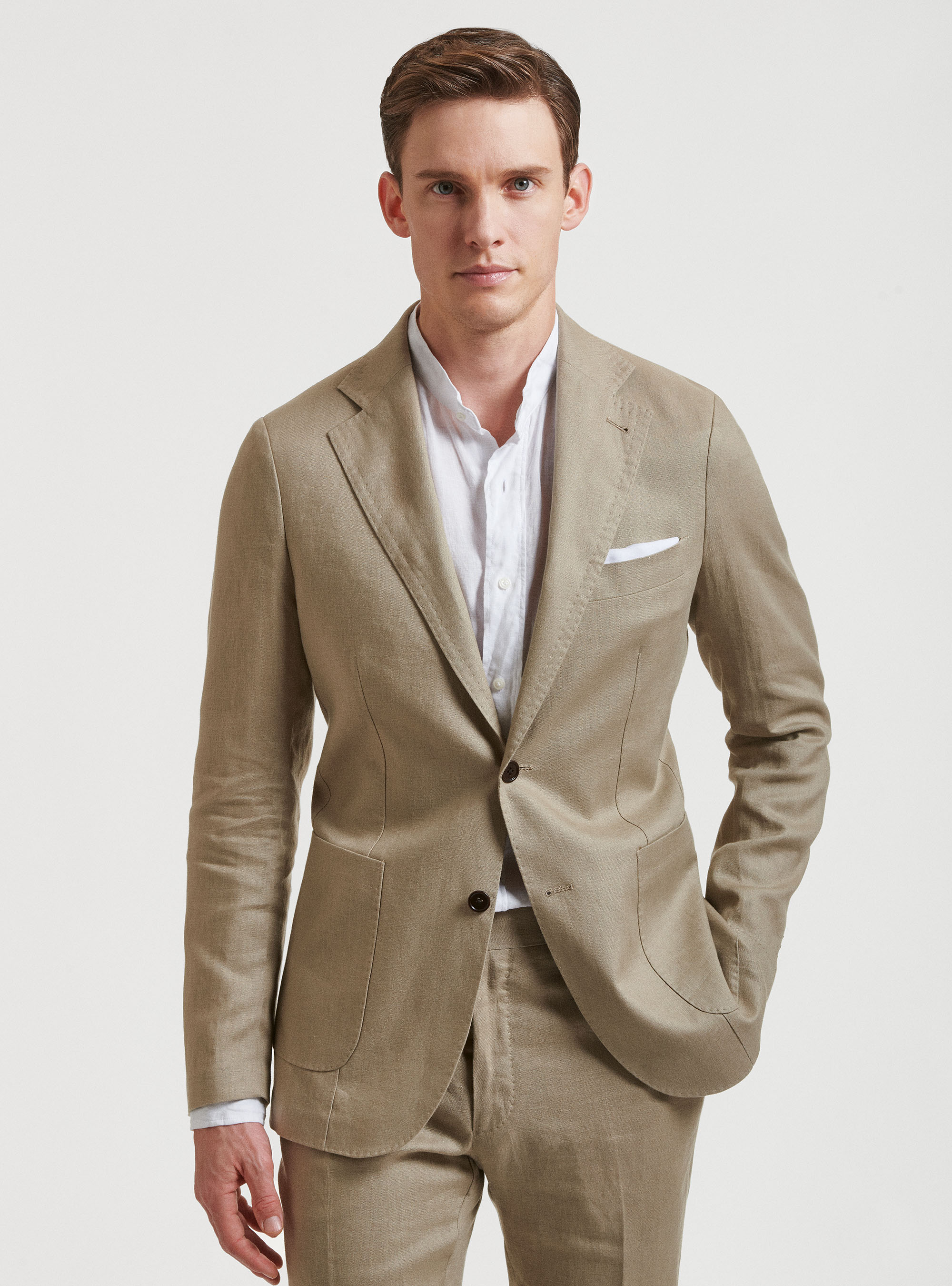 Gutteridge - Giacca per abito in puro lino, Unisex, Fango, Taglia: 48