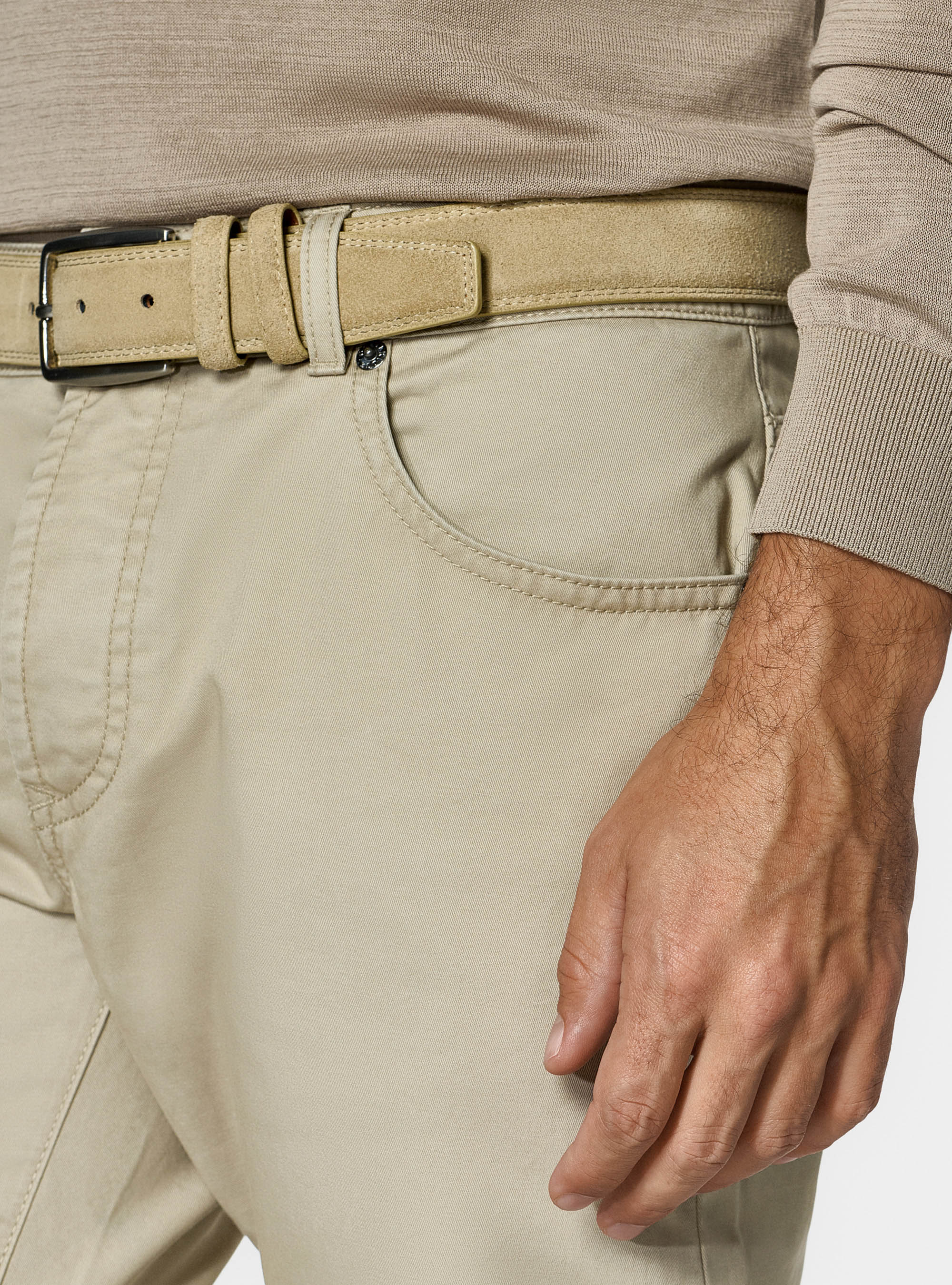 Cotton twill 5-pocket trousers, SAND
