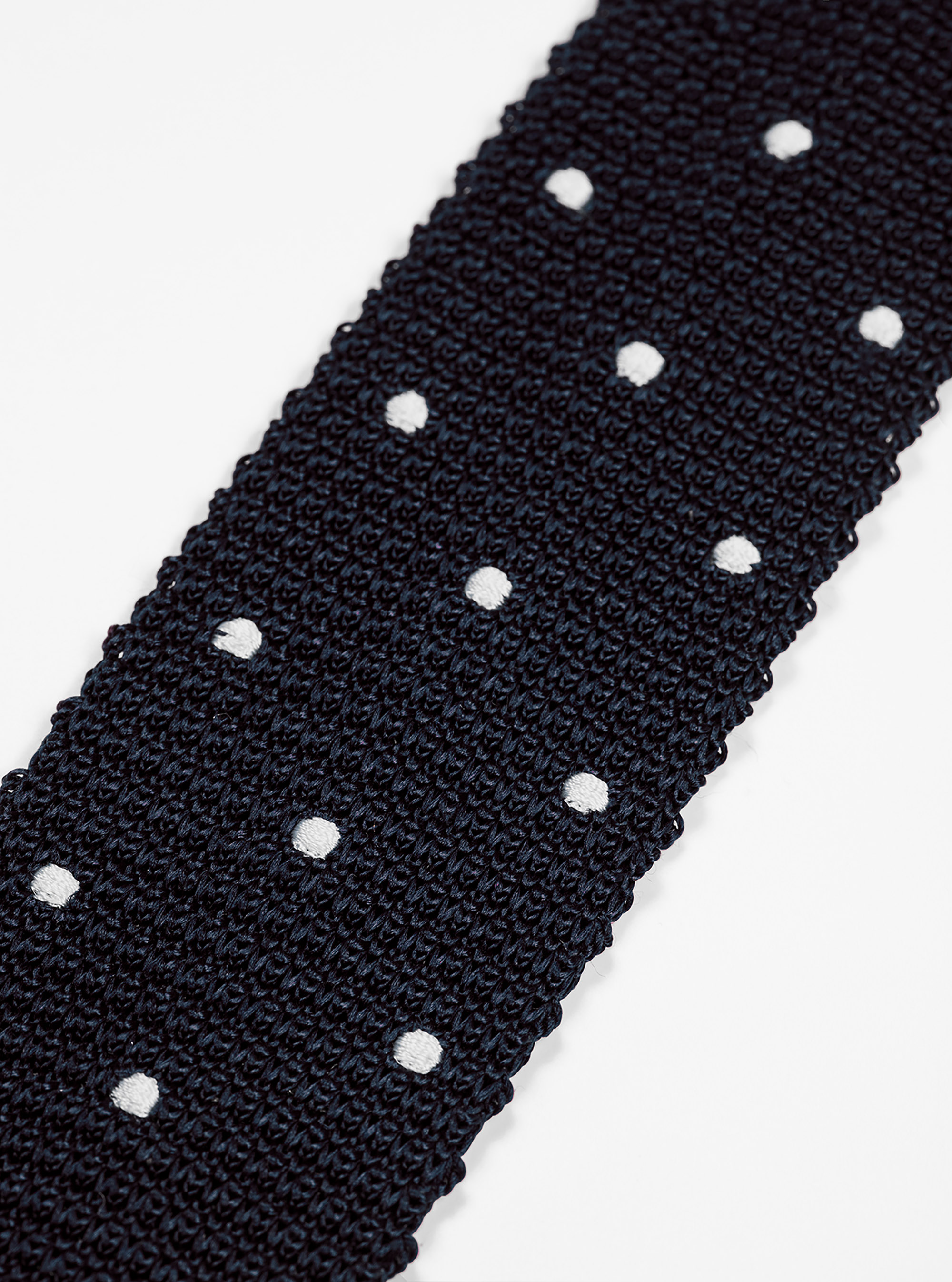 Cravatta in seta a maglia con pois, BLU NAVY