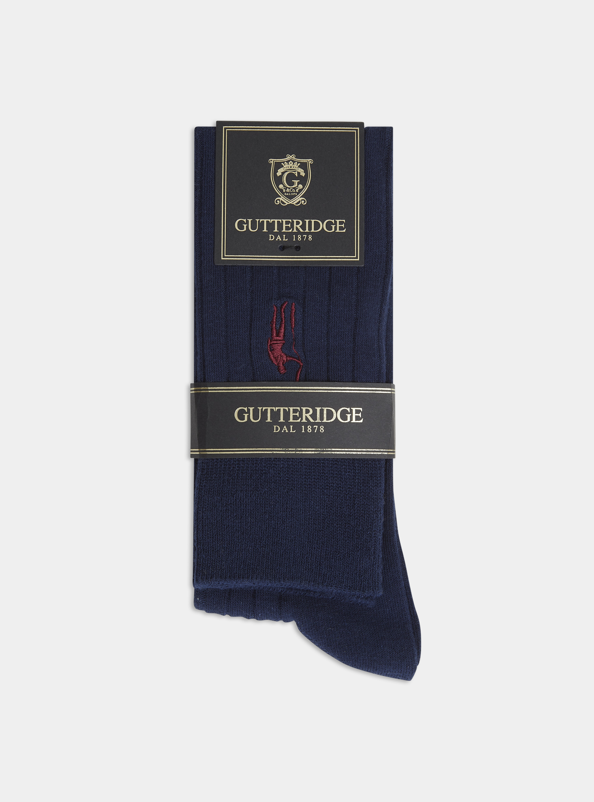 Calze misto cotone a coste, BLU NAVY