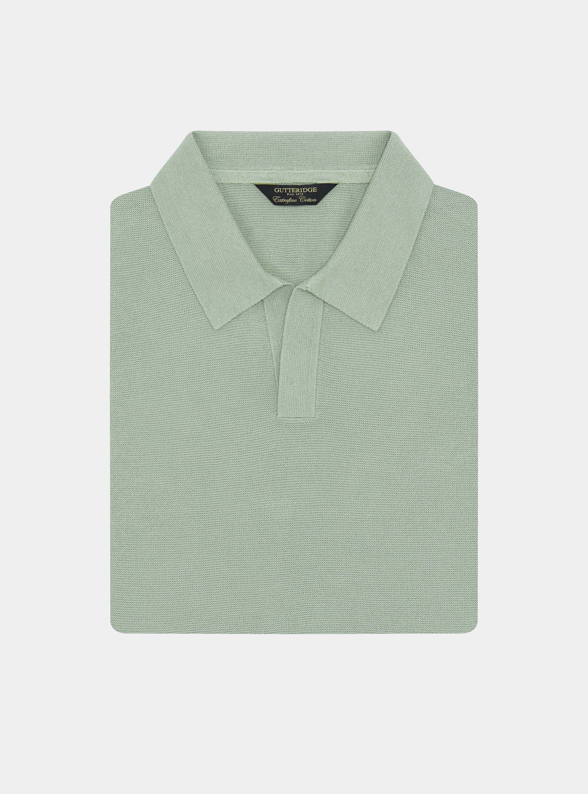 Knitted links polo shirt in extra-fine cotton, SALVIA 0602C