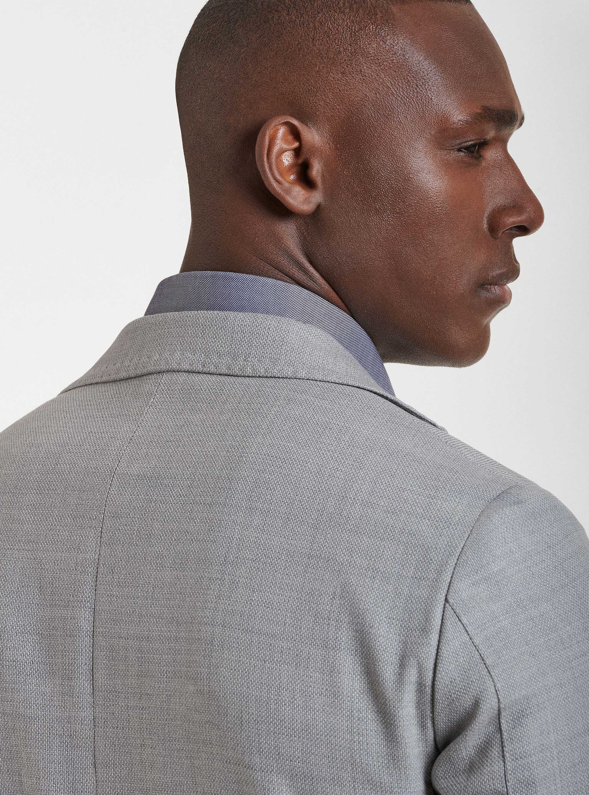 Giacca in pura lana hopsack, GRIGIO CHIARO