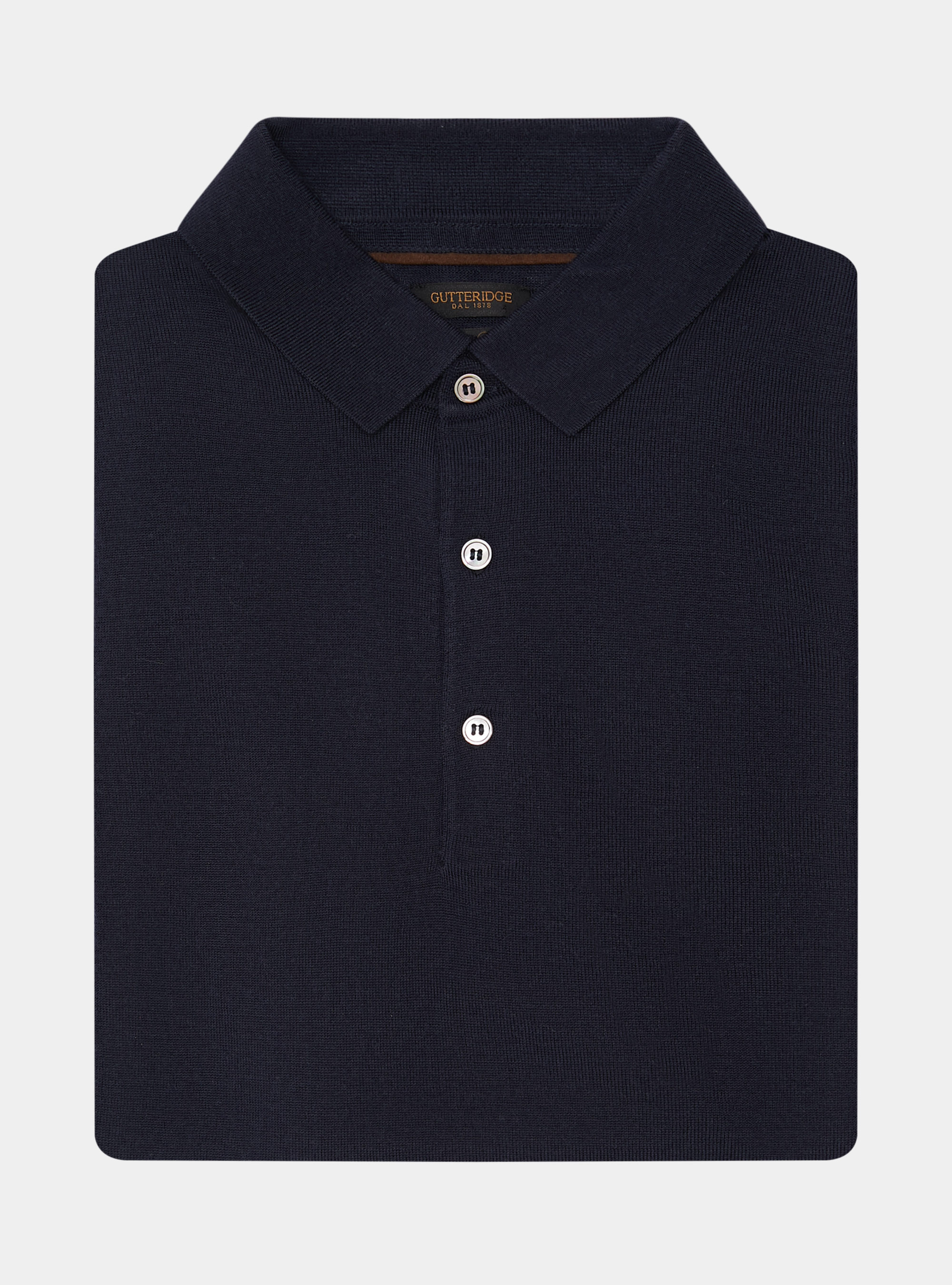 Polo shirt in pure extra-fine merino wool, NAVY BLUE