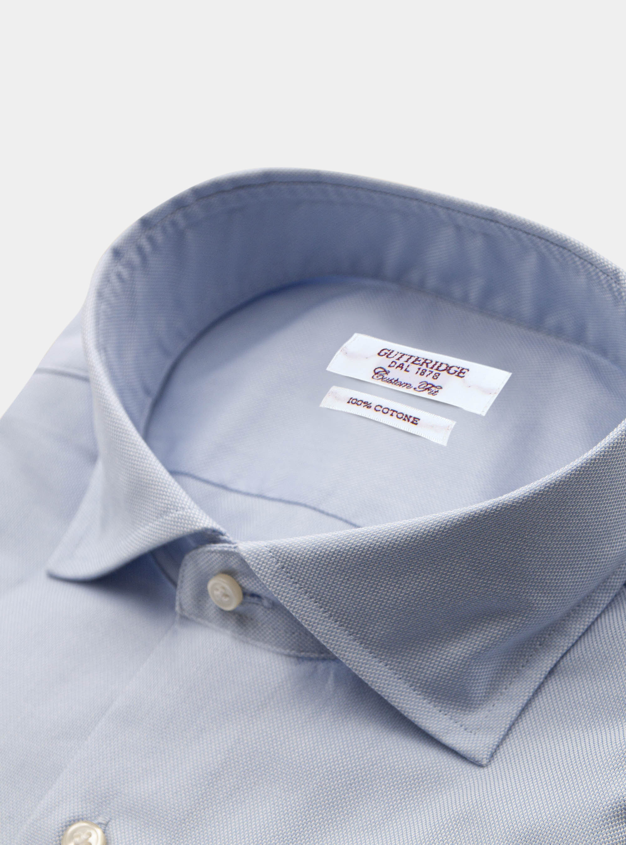 Camicia comfort fit classica in cotone operato, AZZURRO