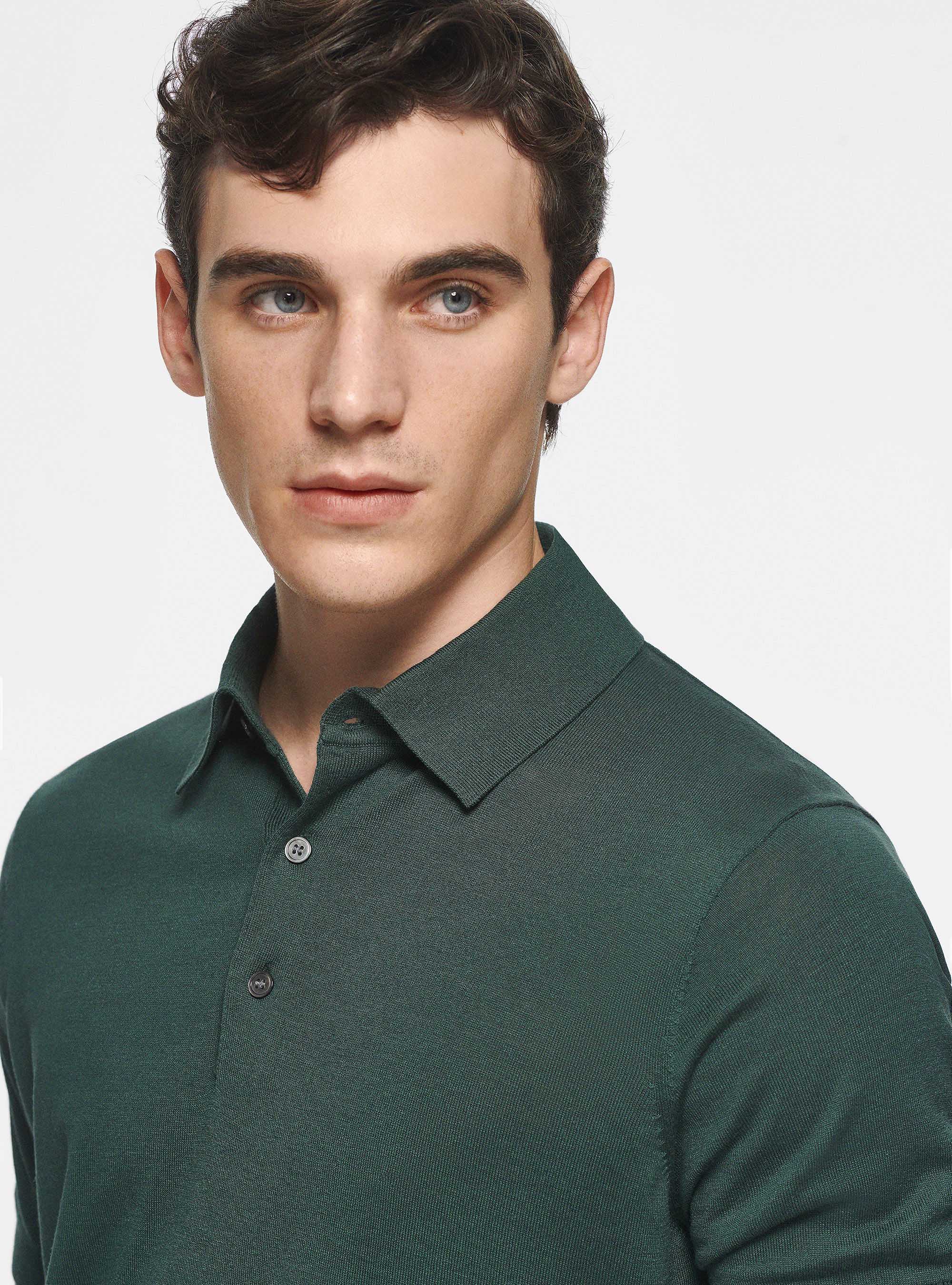 Polo in maglia seta e cotone, VERDE MUSCHIO 0615C