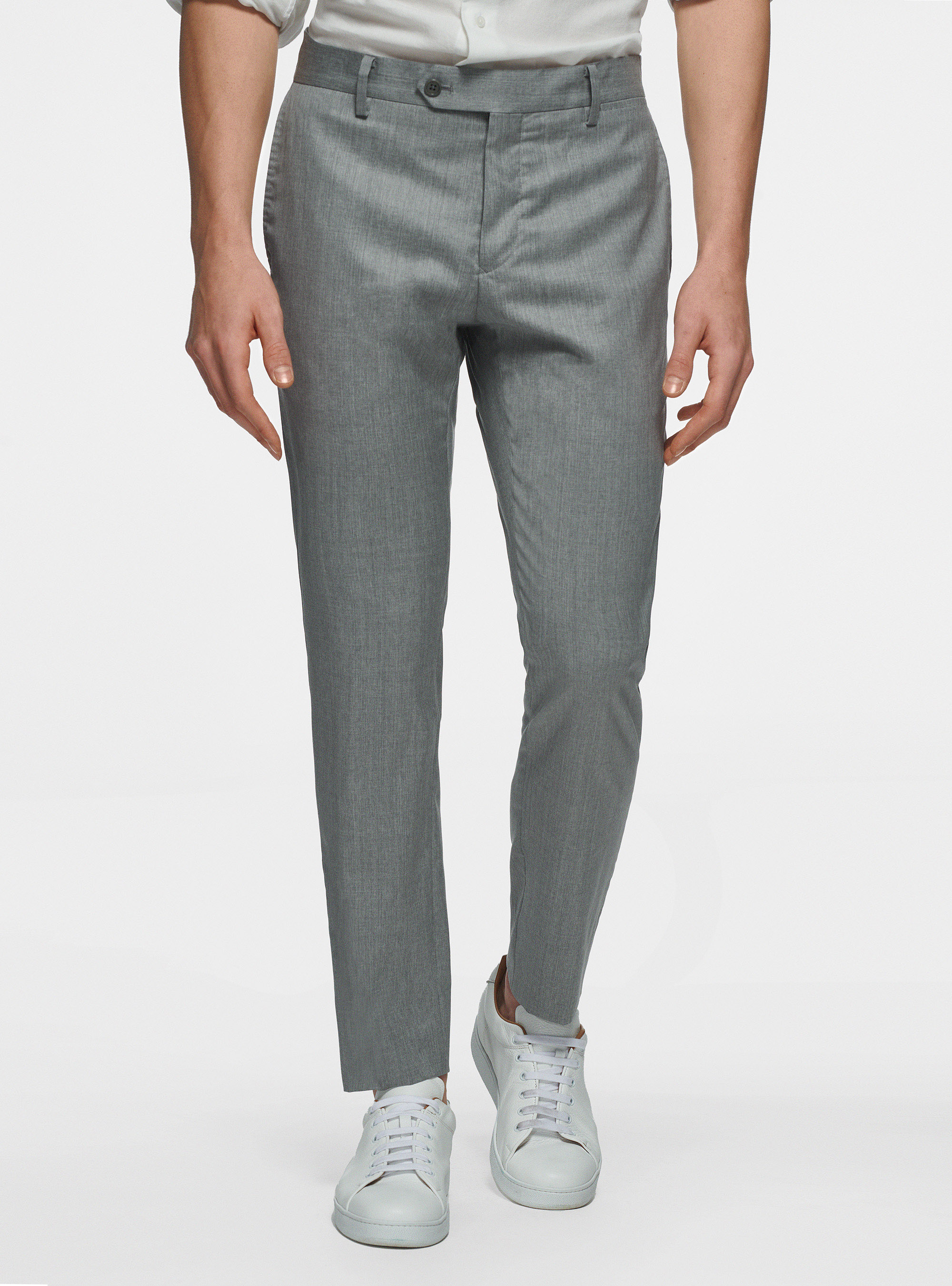 Trousers in pure 110's superfine wool, LIGHT GREY MELANGE