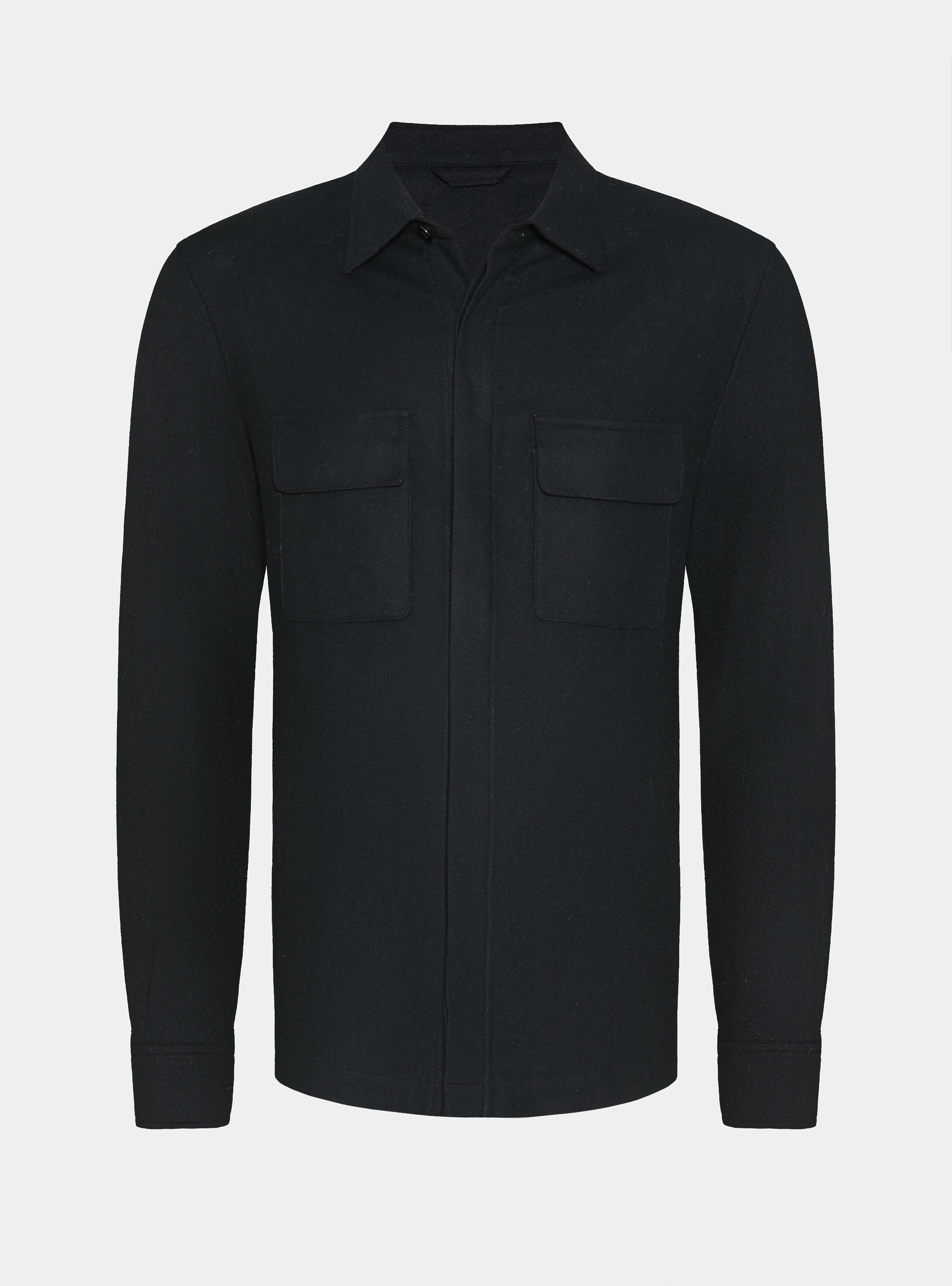 Giacca camicia leggera in misto lana, NAVY DARK 0219C