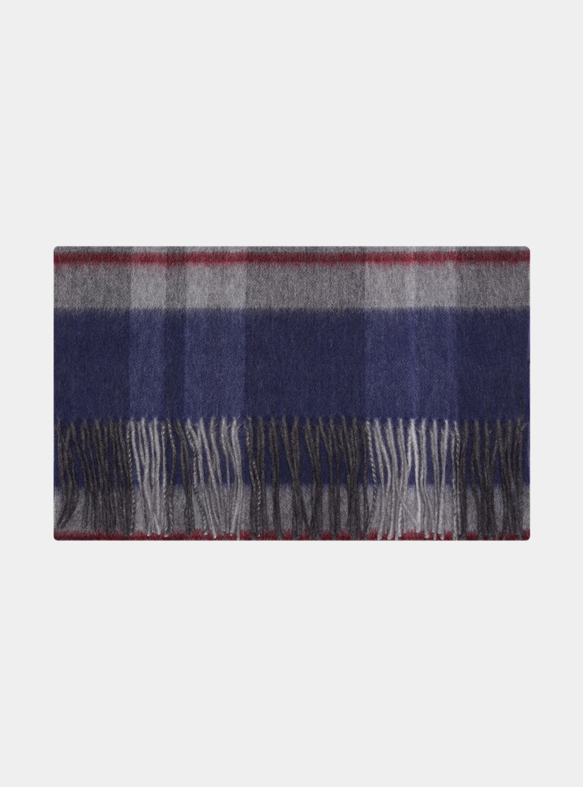 Echarpe à carreaux en laine et cachemire, BLEU MARINE