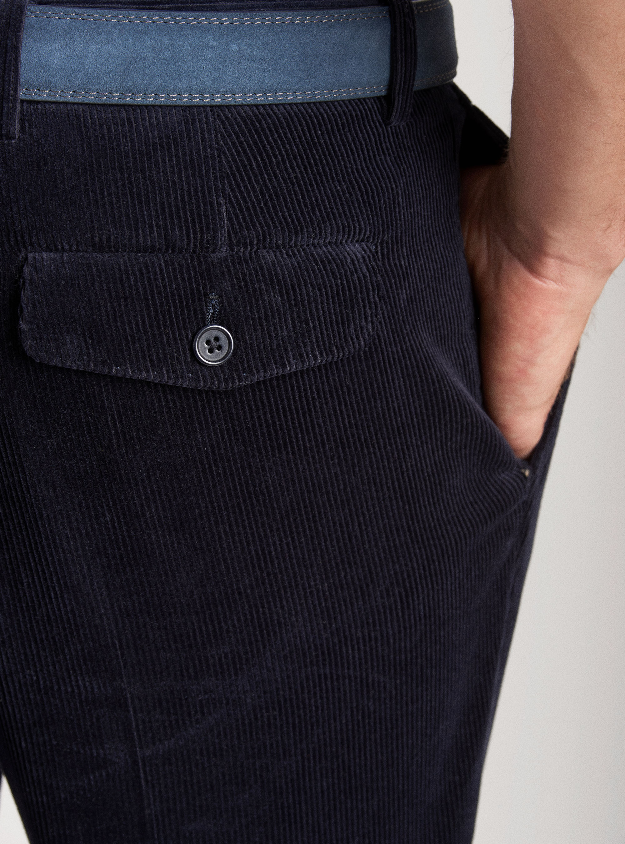 Pantaloni chino in velluto di cotone, BLU NAVY