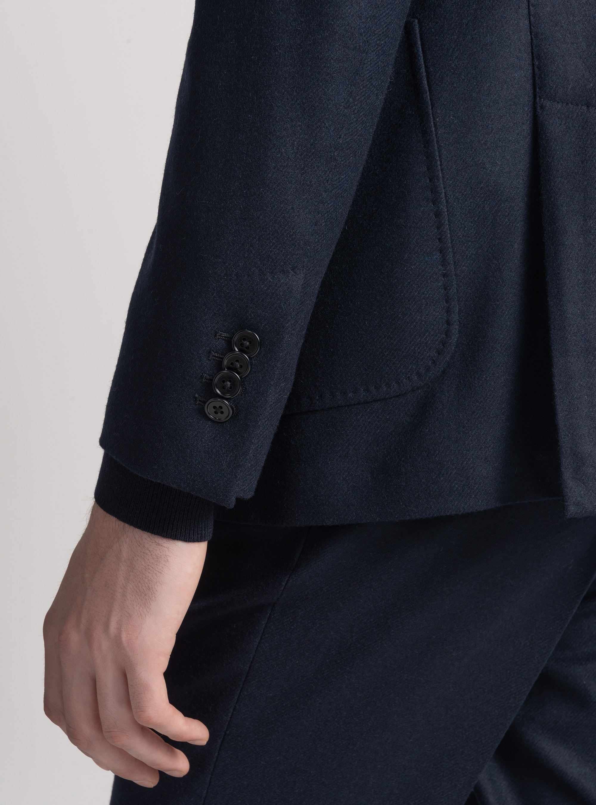 Americana de franela en mezcla de lana, AZUL MARINO