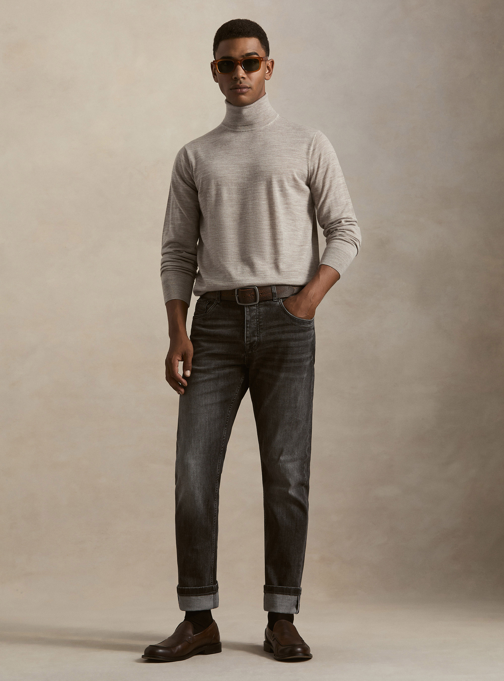 Dolcevita in pura lana merino extrafine, SABBIA MELANGE 0564C