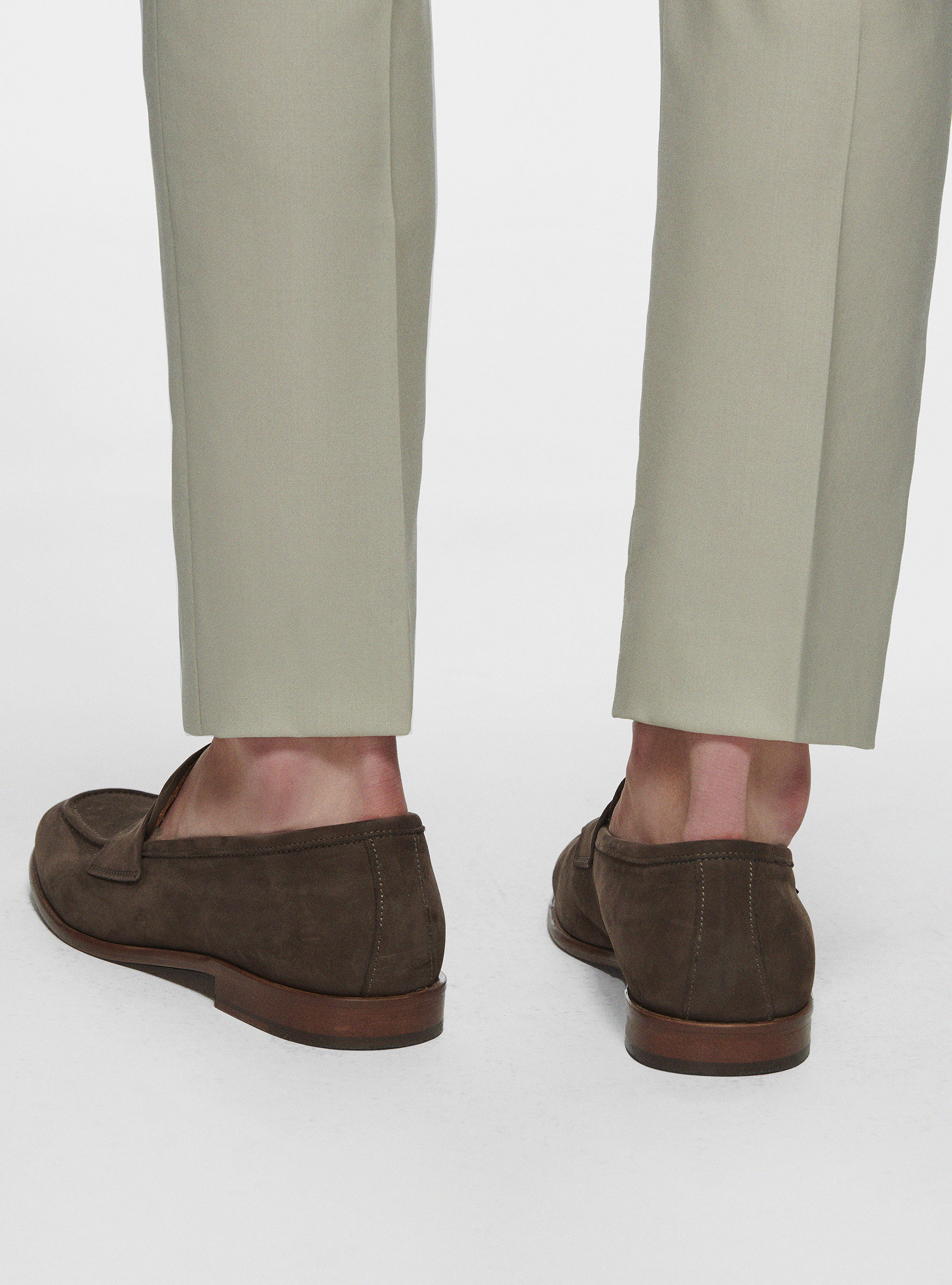 Mocassini in nabuk, MARRONE