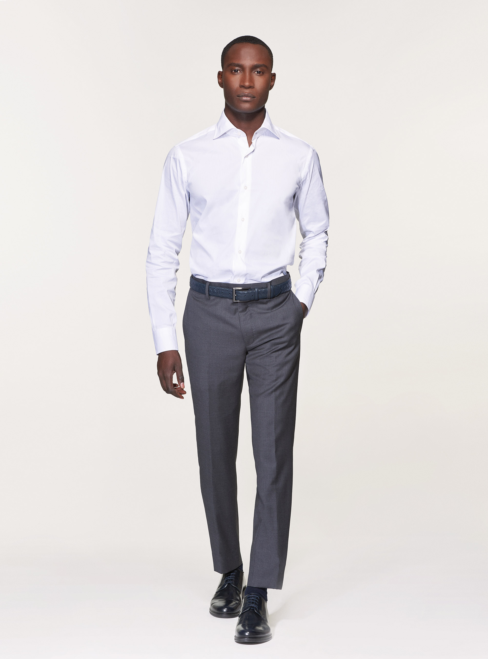 Pantaloni per abito in pura lana superfine 120's, GRIGIO CHIARO