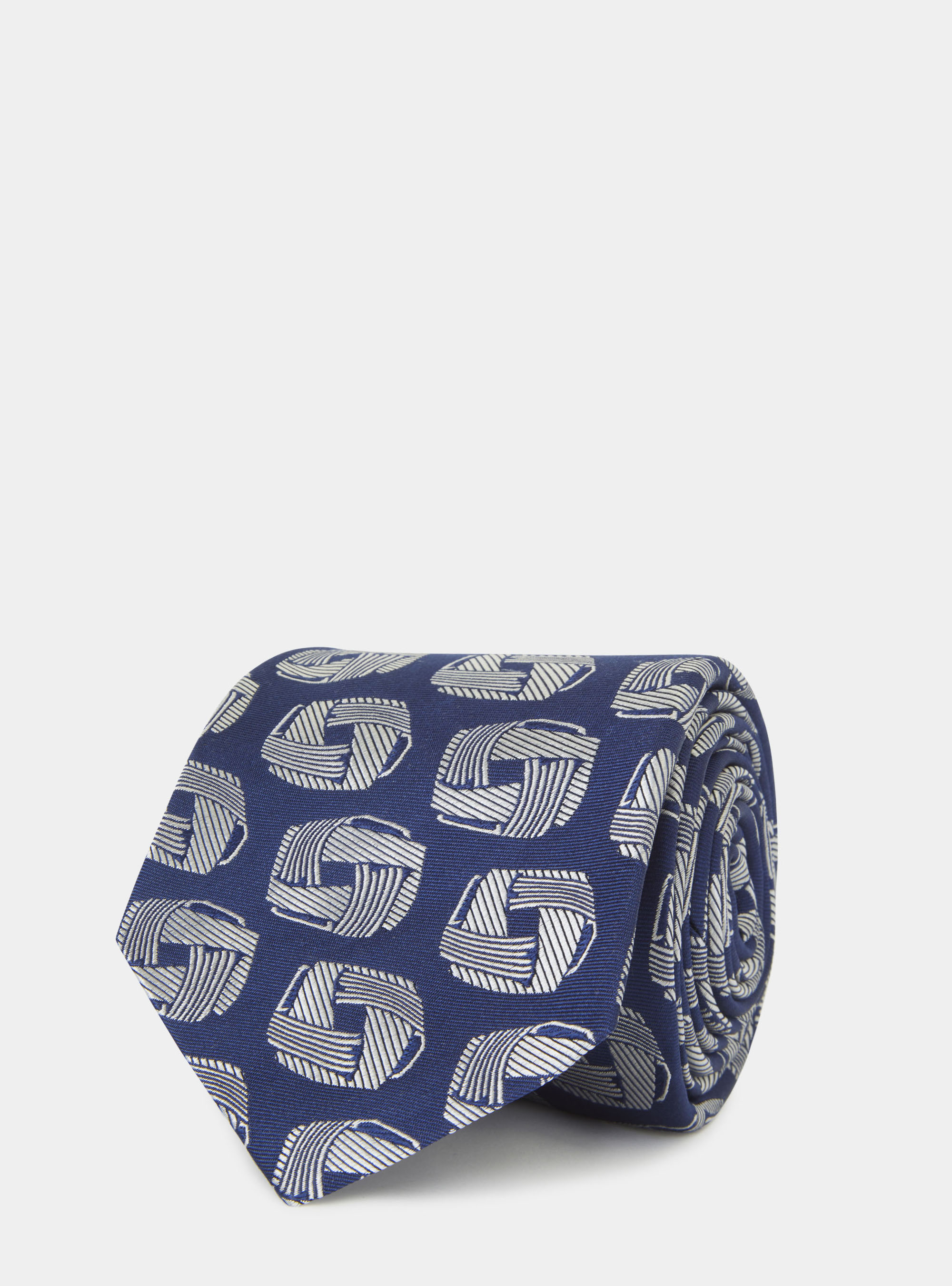 Geometric patterned silk tie, BLUE