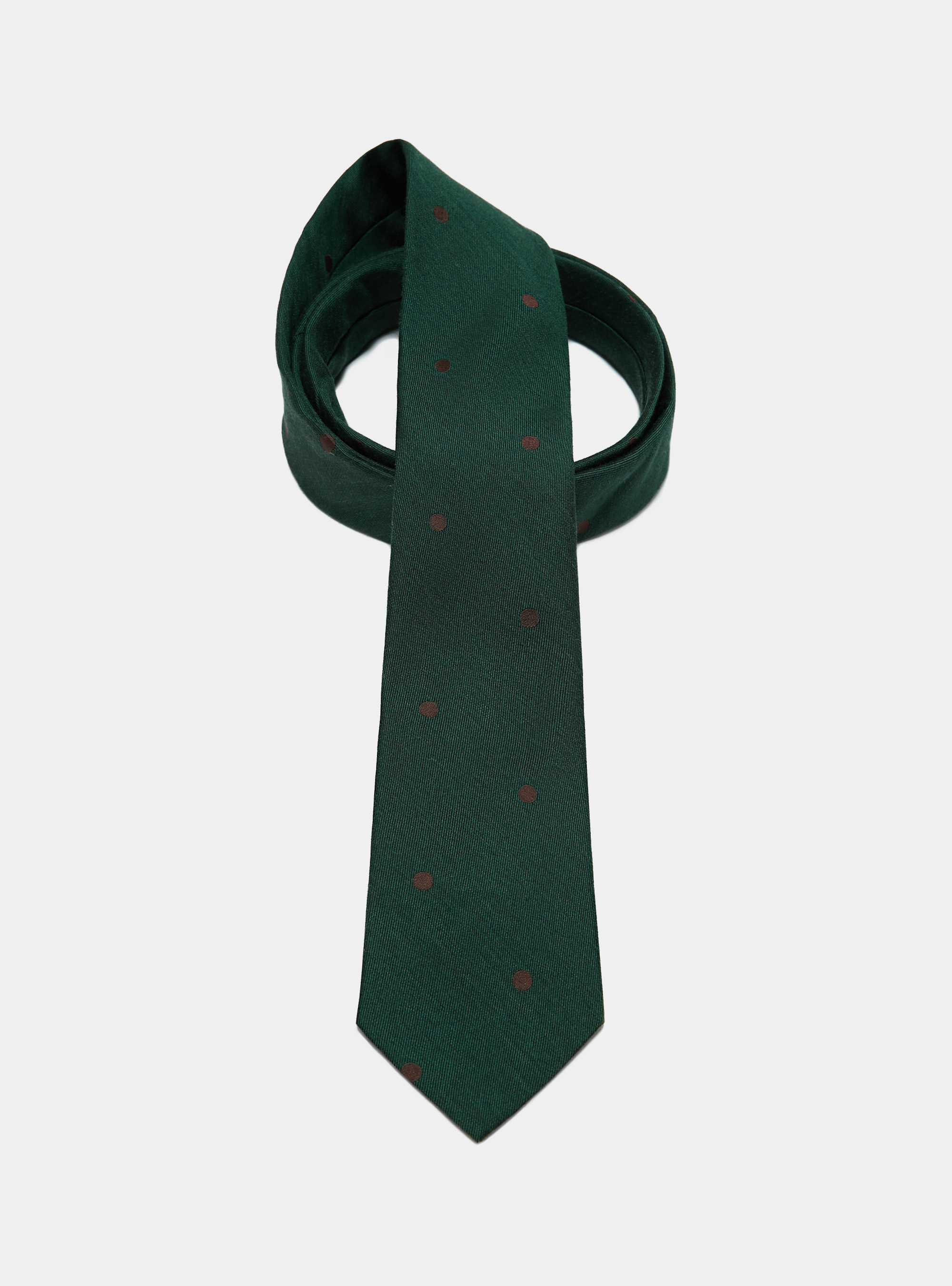 Cravate Macro en soie et lin à pois, VERT