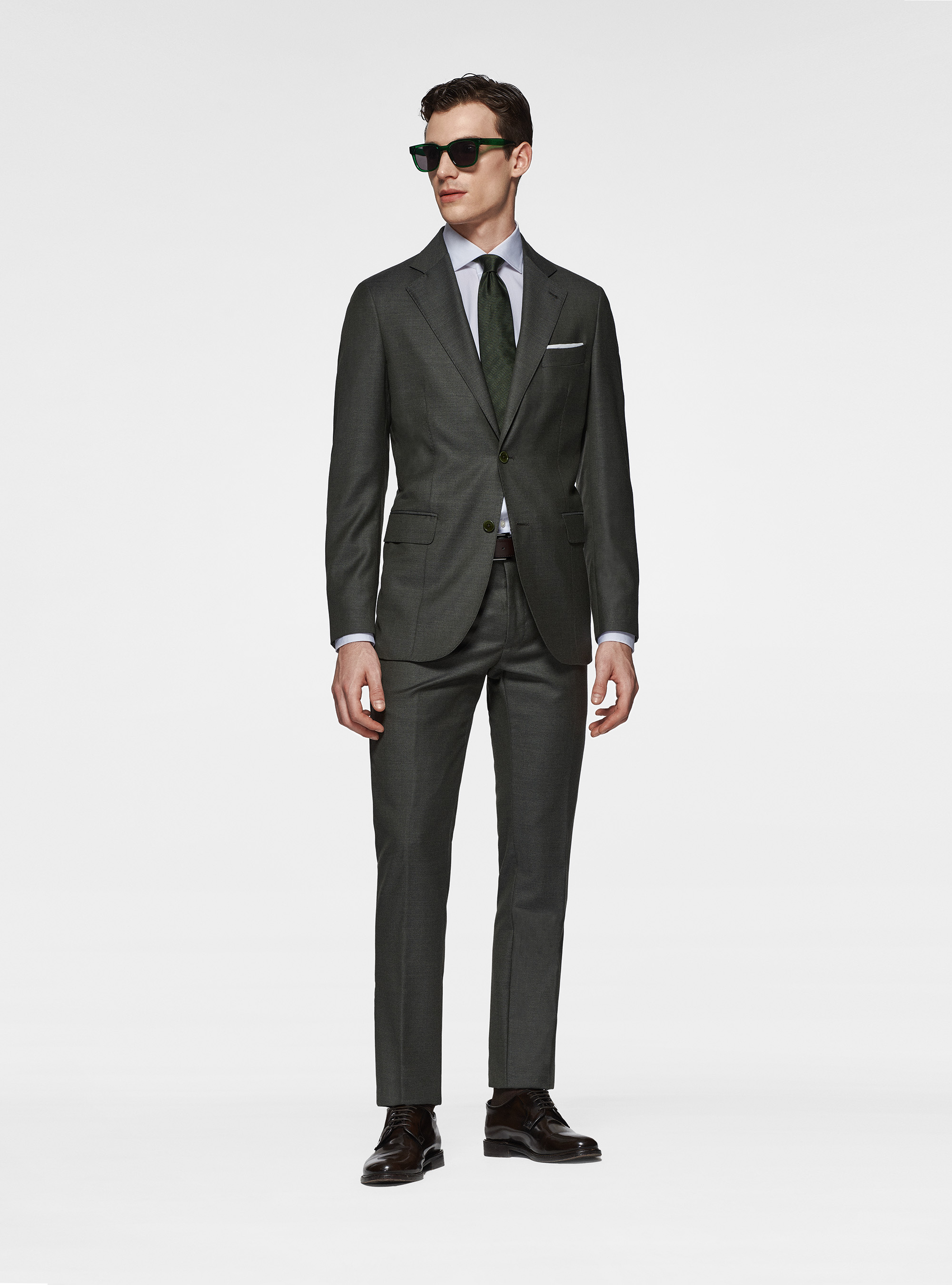 Giacca in pura lana superfine 110's, VERDE