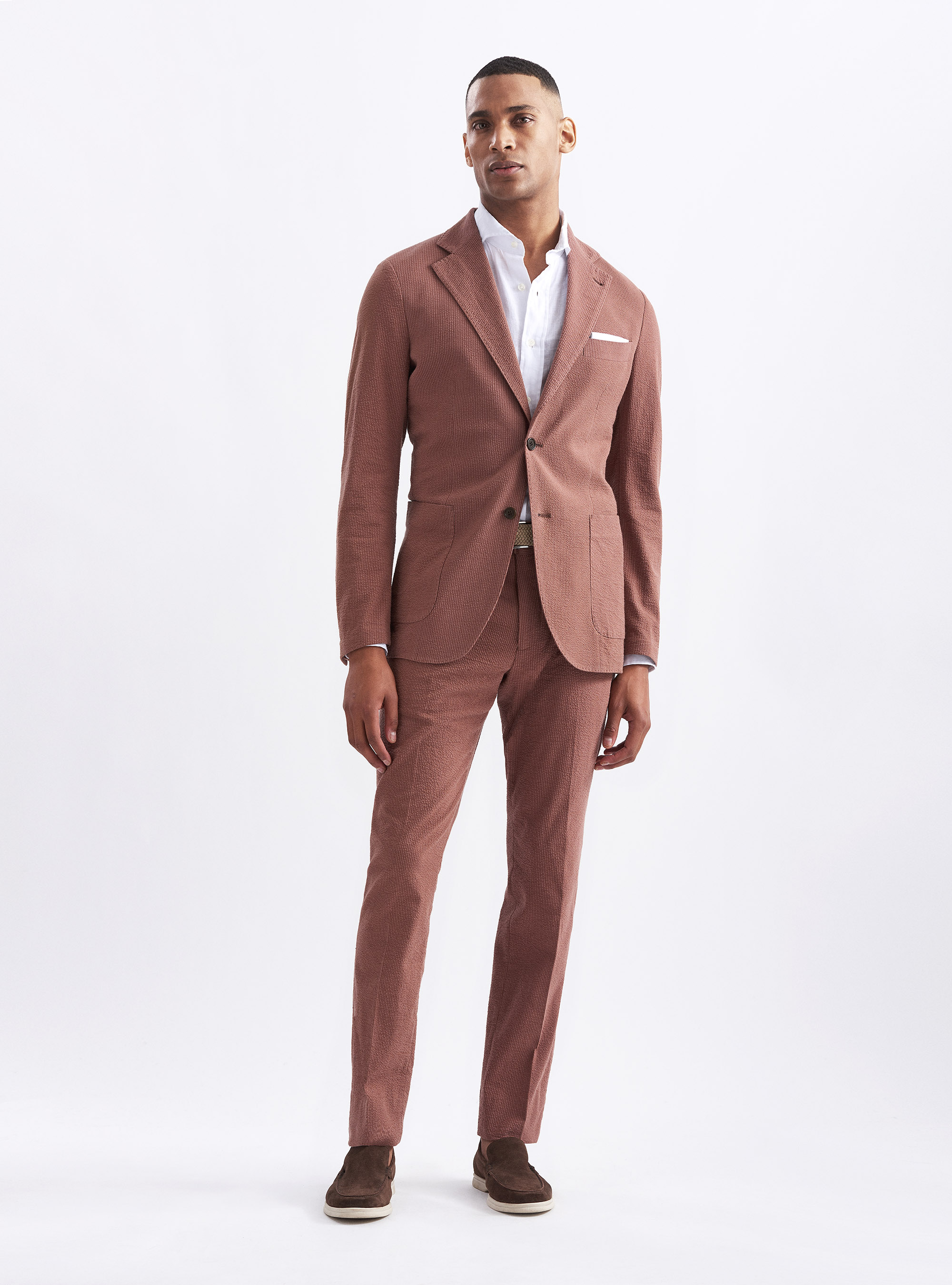 Stretch cotton seersucker suit blazer