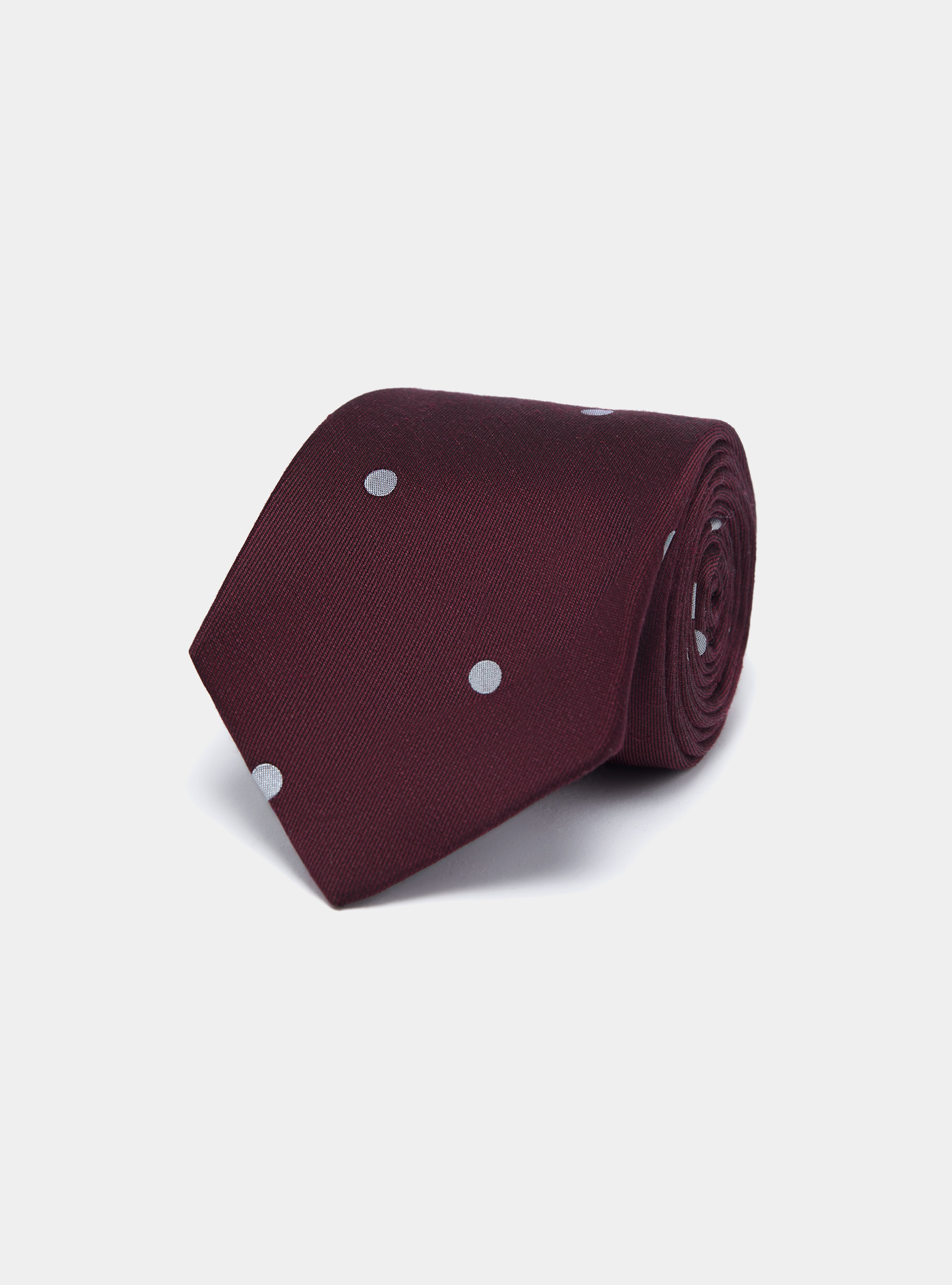 Cravate Macro en soie et lin à pois, BORDEAUX