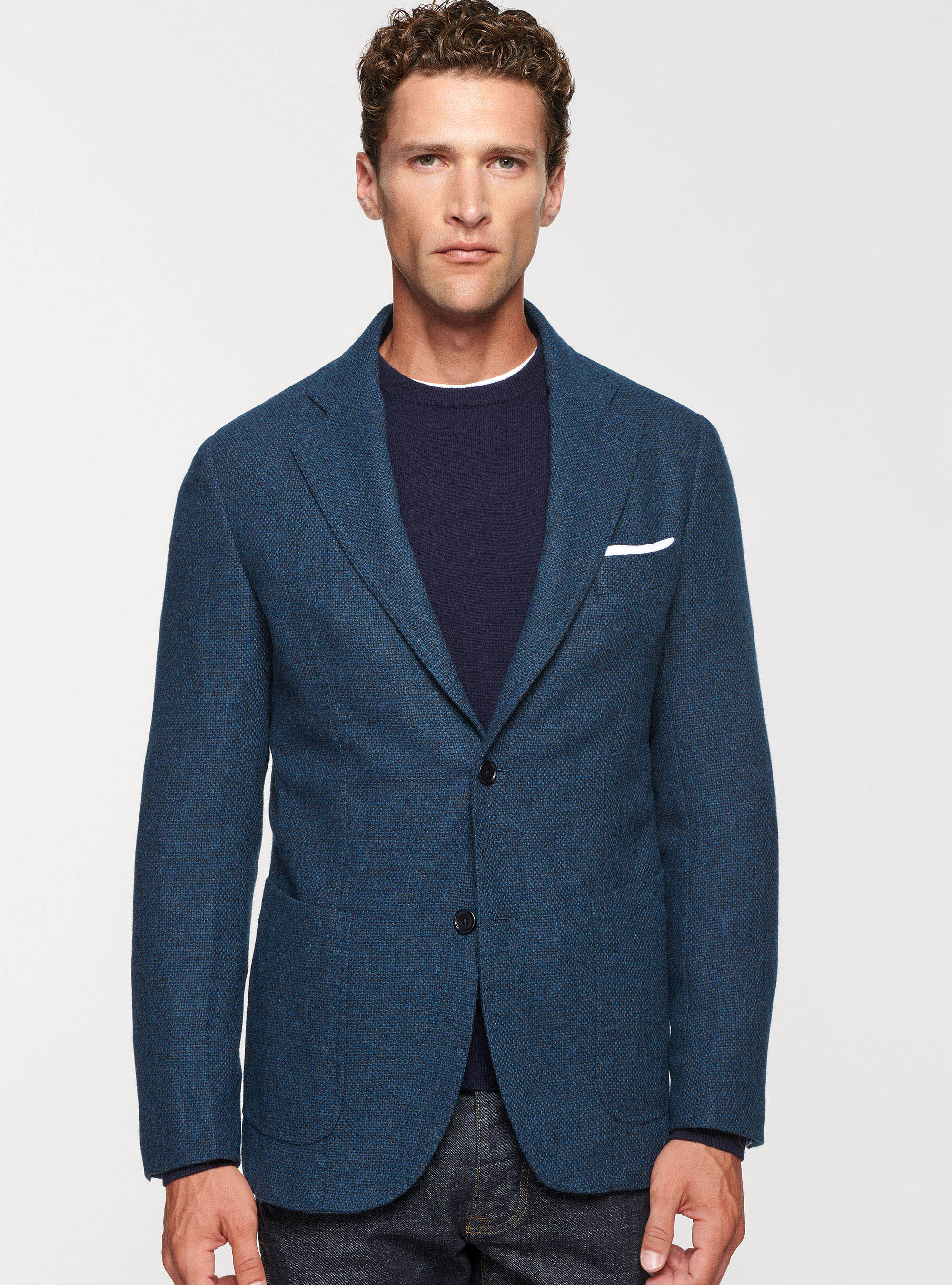 Cotton wool and cashmere blazer, INK