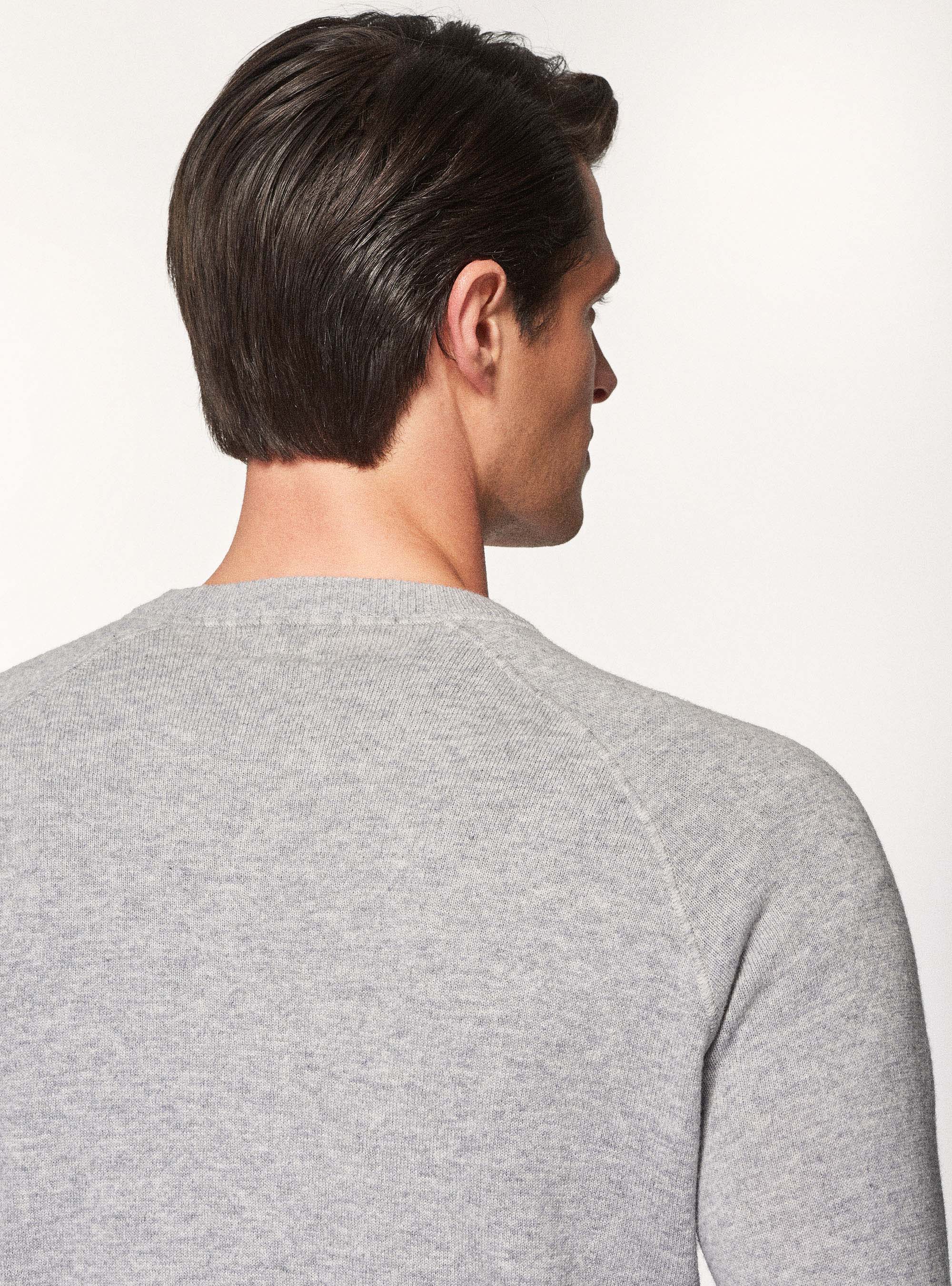 Maglia stile felpa in lana lambswool e cashmere, GRIGIO MELANGE 0151C