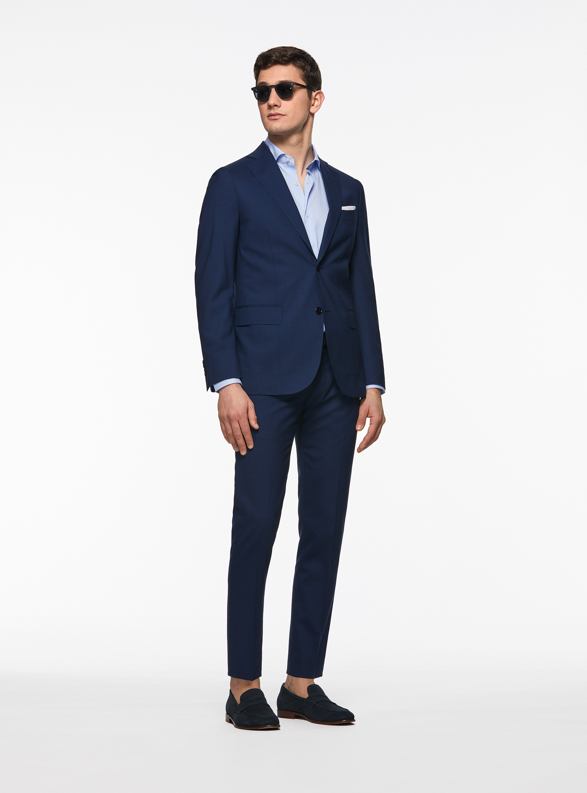 Pantaloni in pura lana superfine 120, BLU