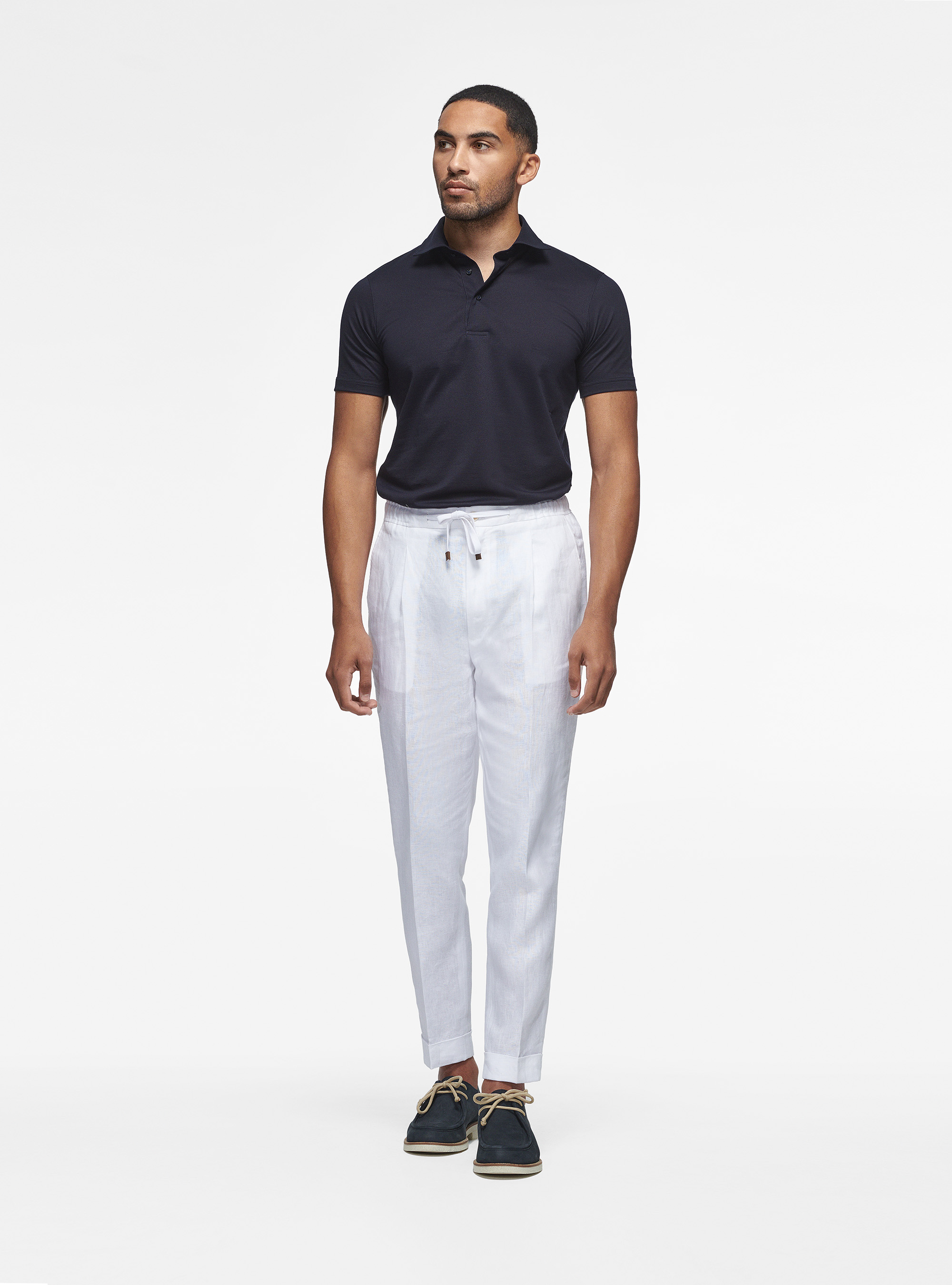 Polo piqu&eacute; en tissu COOLMAX, BLEU MARINE