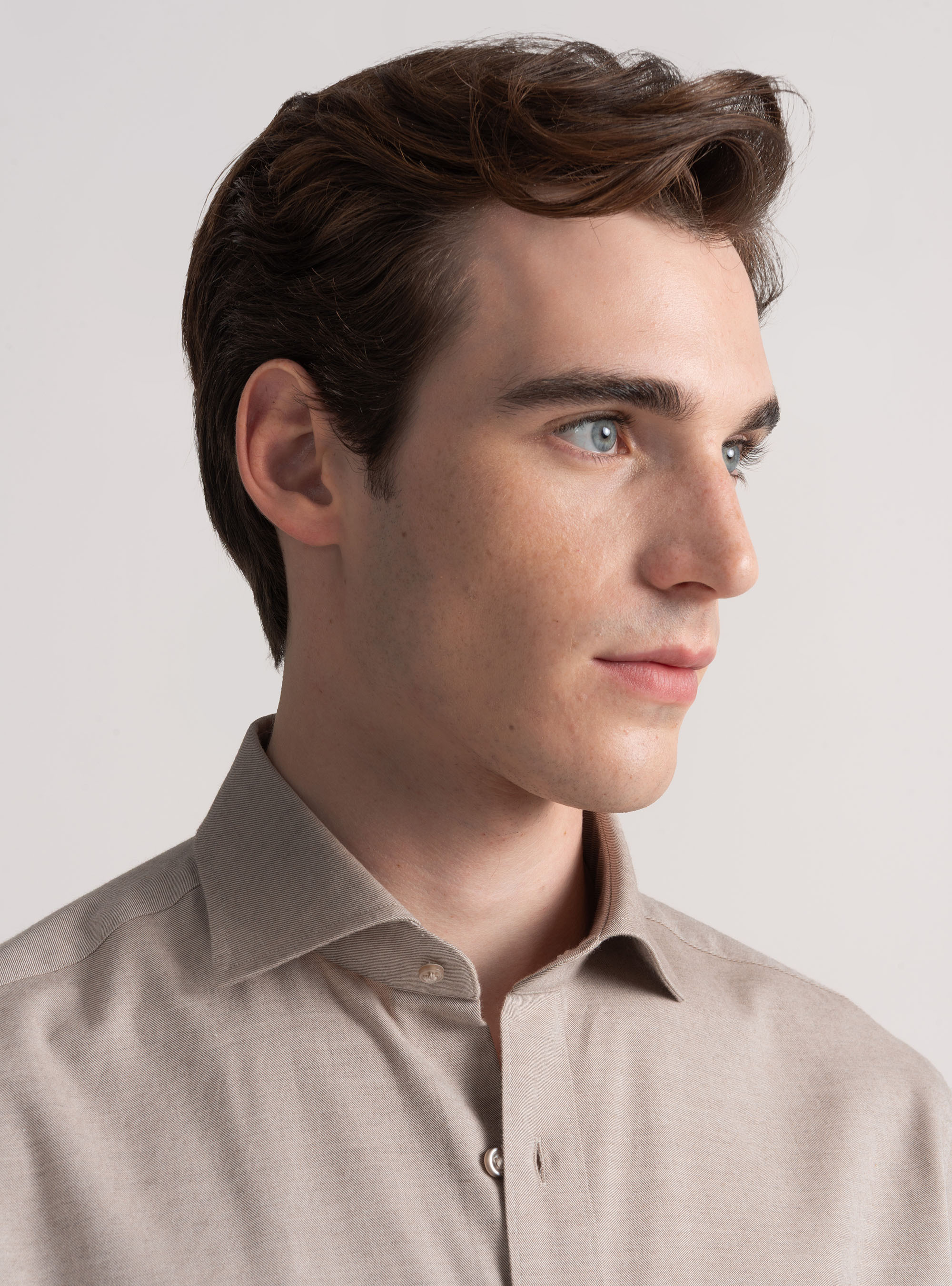 Cotton and wool flannel shirt, SAND