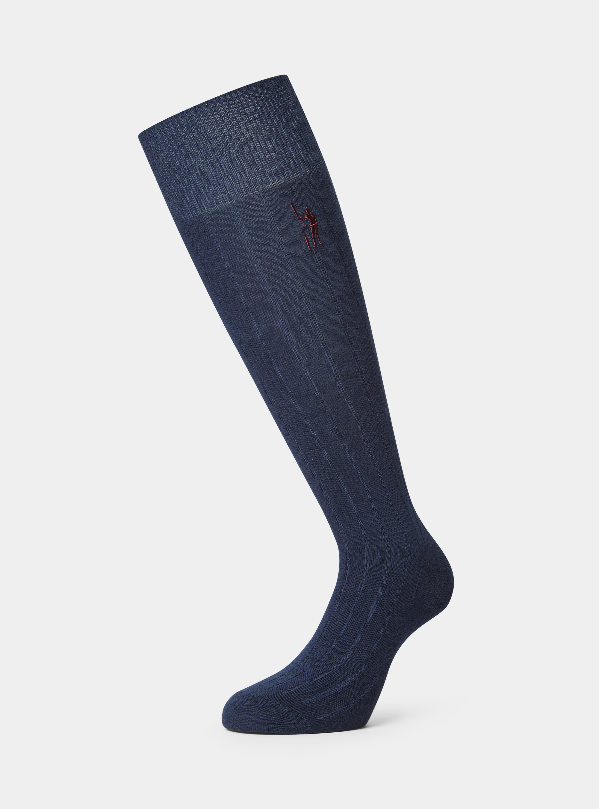 Calze misto cotone a coste, BLU NAVY