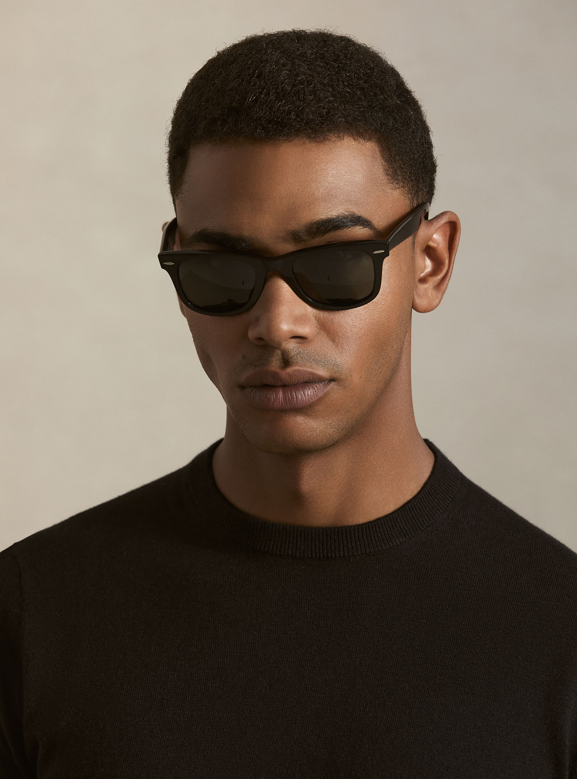 Maglia girocollo in cotone seta e cashmere, NERO