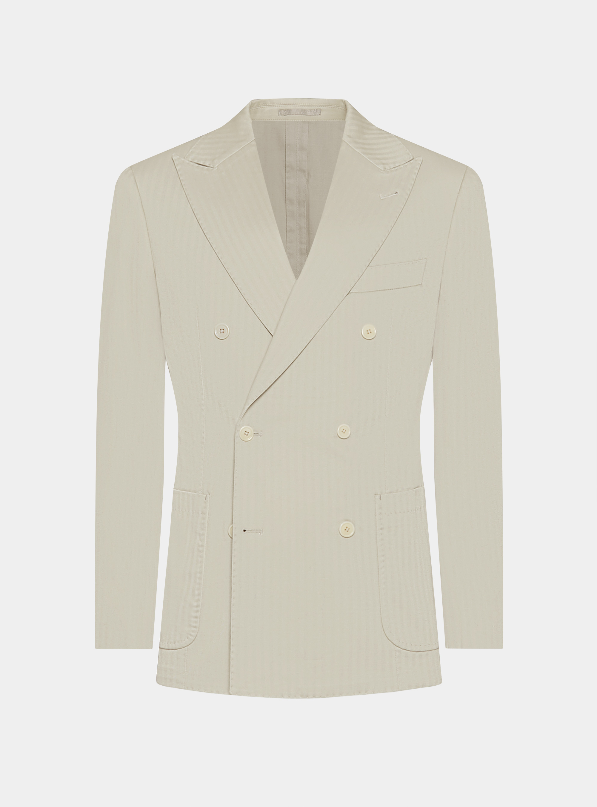 Giacca abito doppiopetto in cotone e lino, ECRU