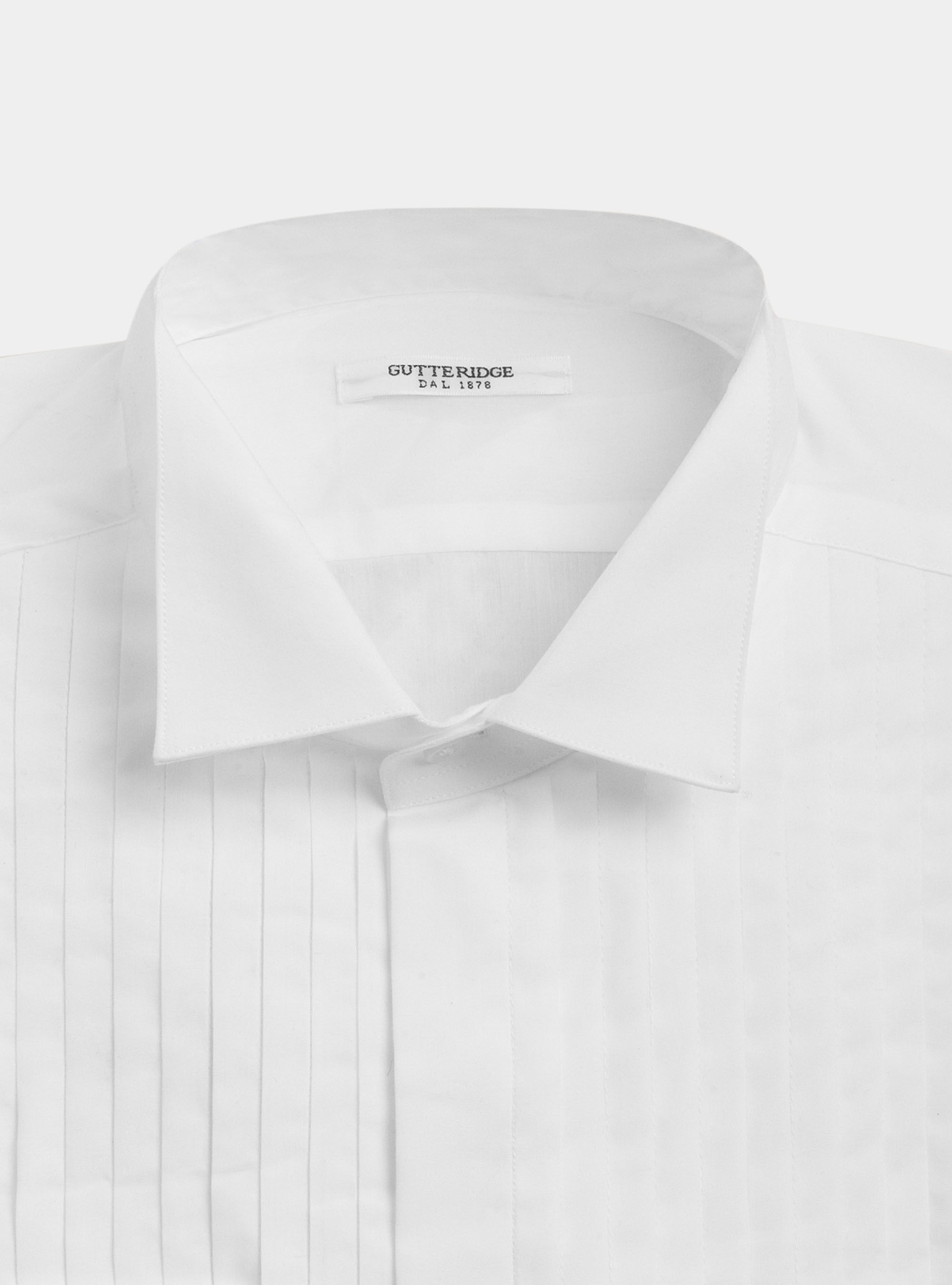 Camicia smoking collo diplomatico con polso gemello, BIANCO