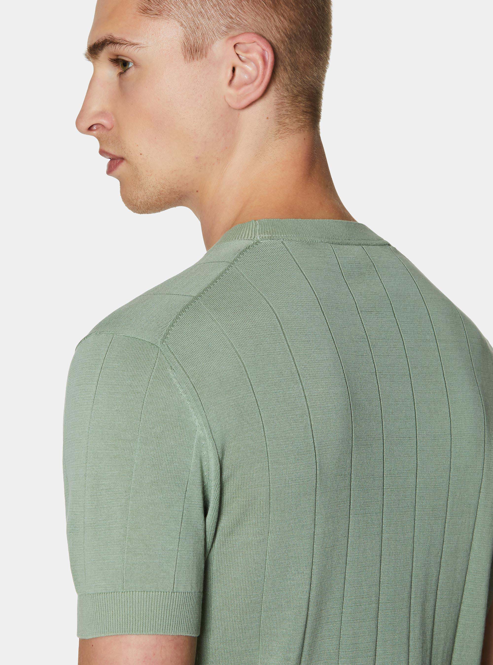 Maglia in puro cotone costa piatta, SALVIA 0602C