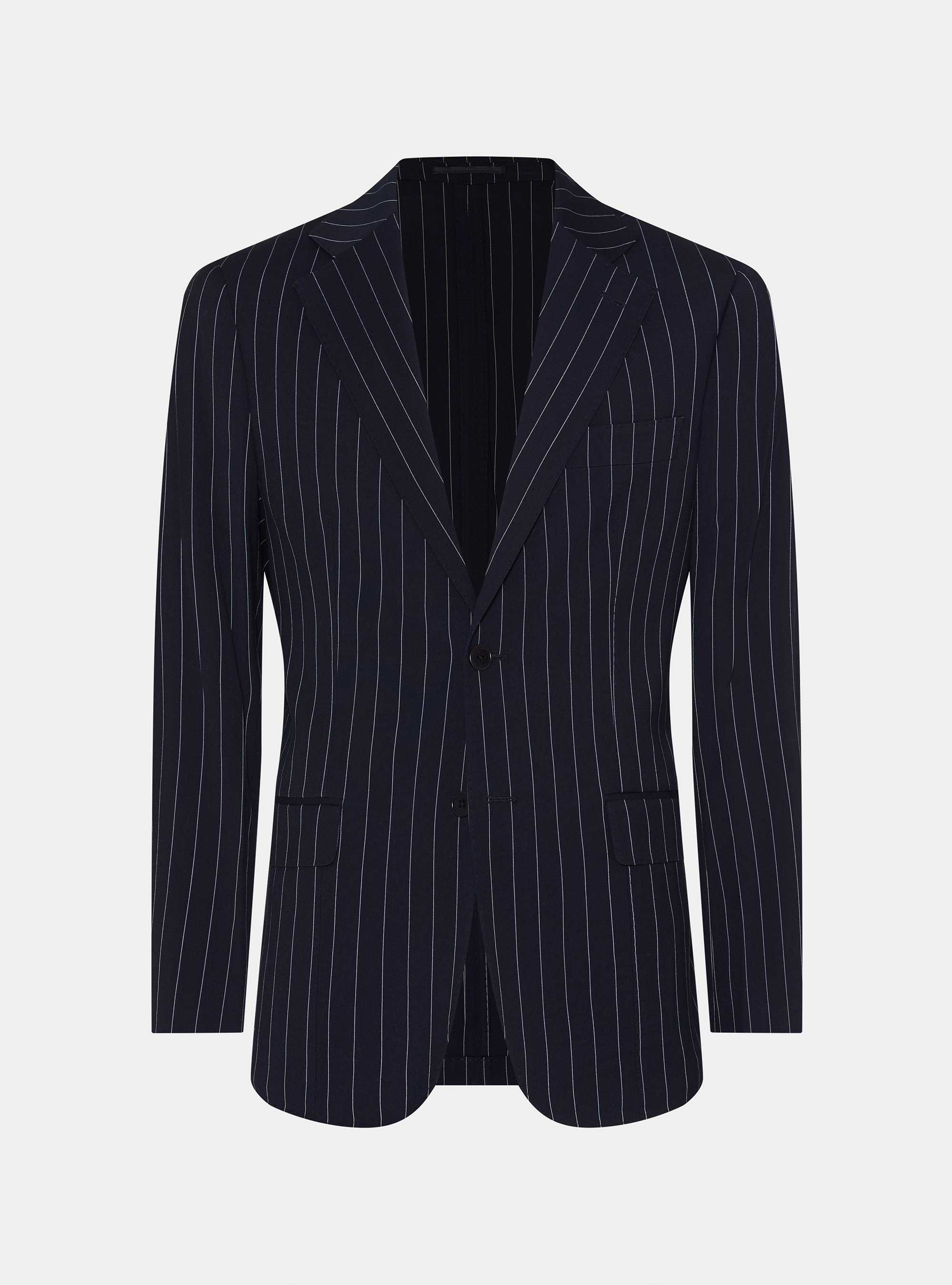 Single-breasted pinstriped suit blazer, NAVY BLUE